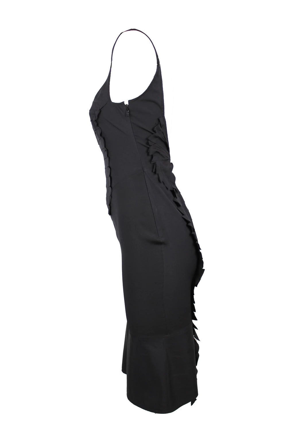 Black pleated slip dress