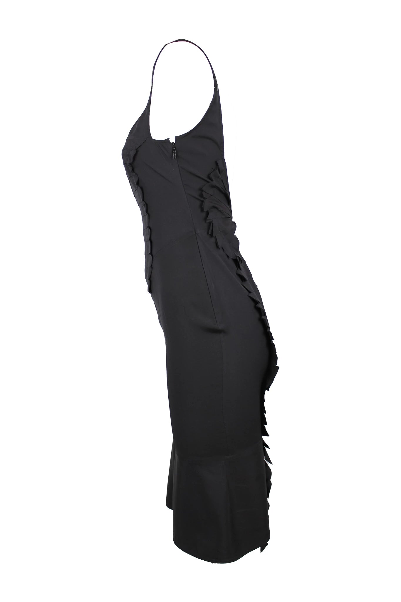 Black pleated slip dress
