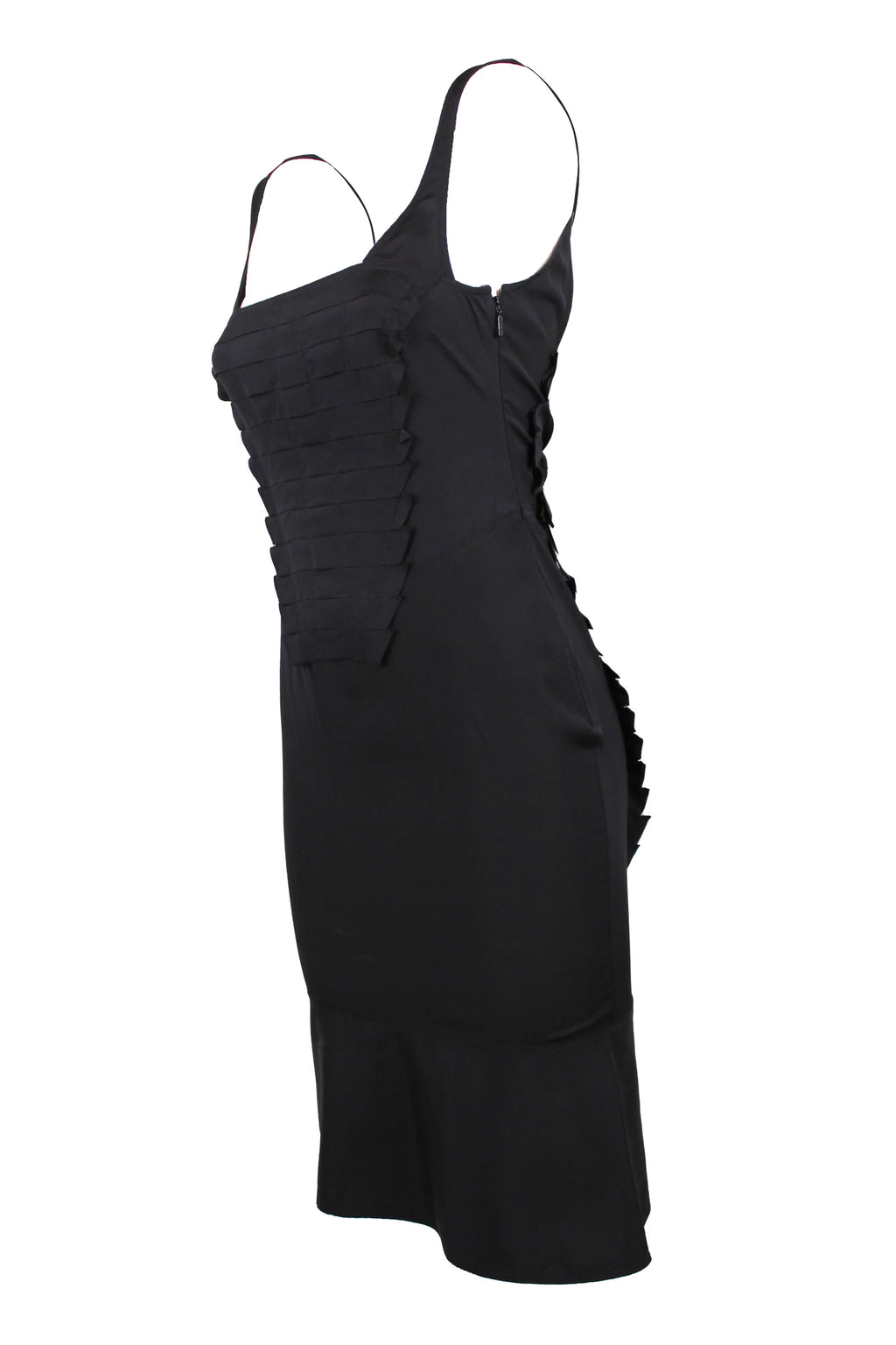 Black pleated slip dress