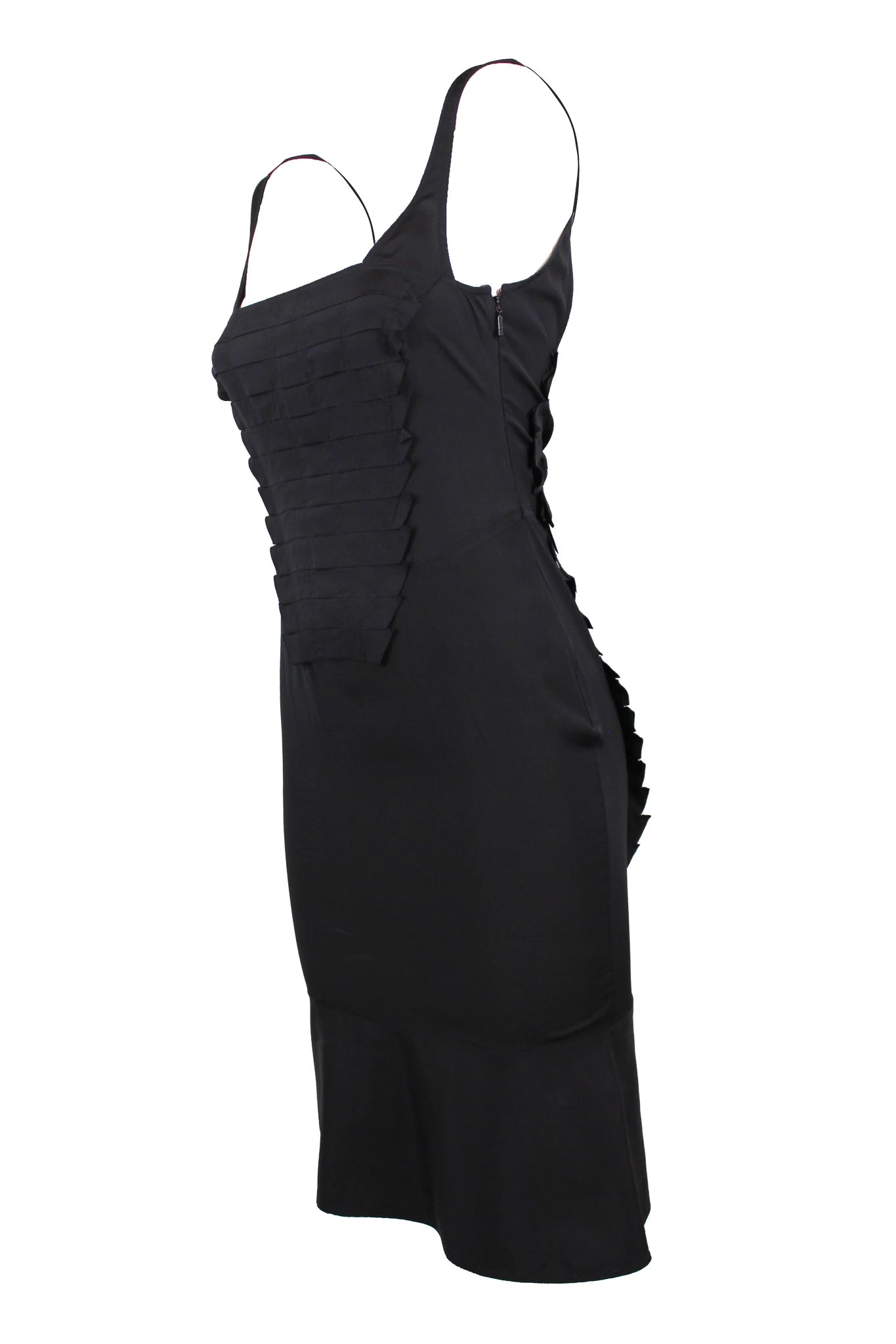 Black pleated slip dress