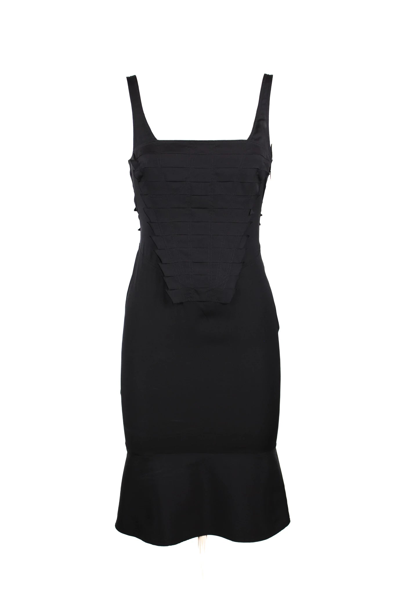 Black pleated slip dress