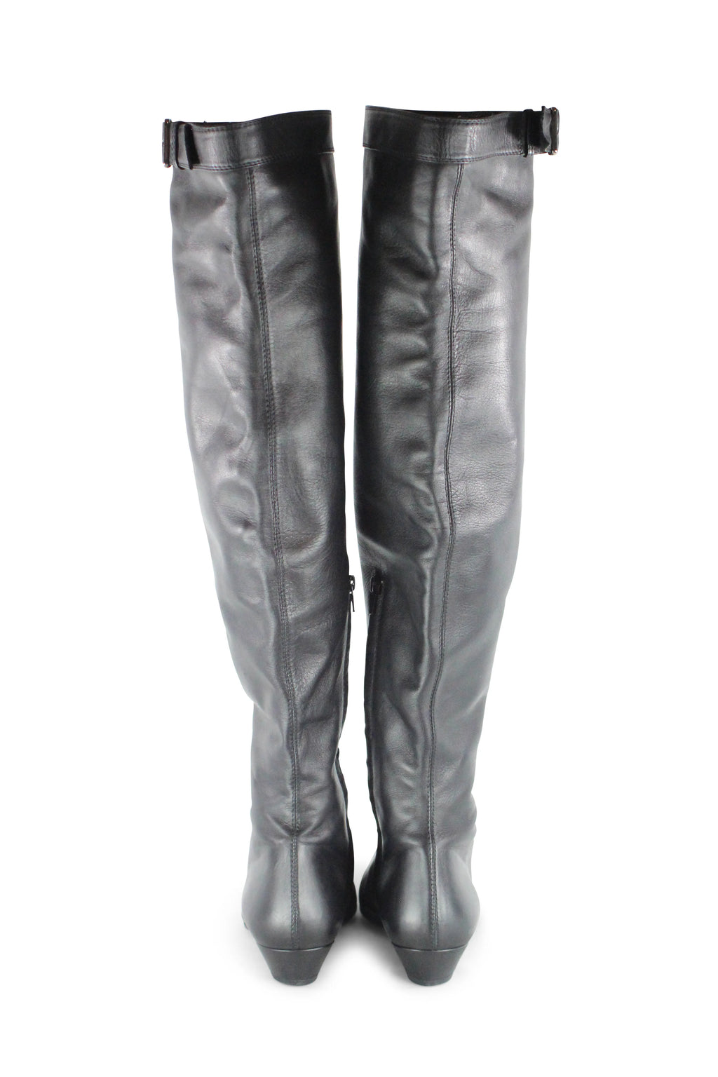 Black knee high pointed boots FW2001