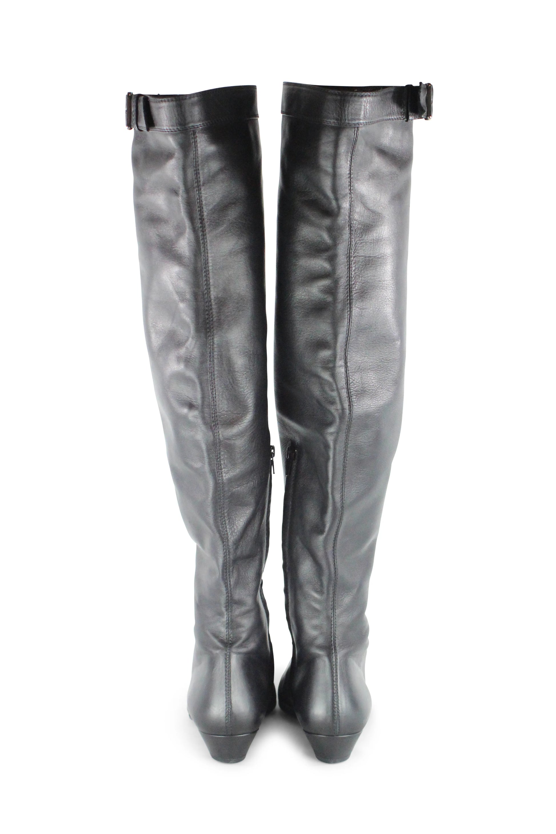 Black knee high pointed boots FW2001