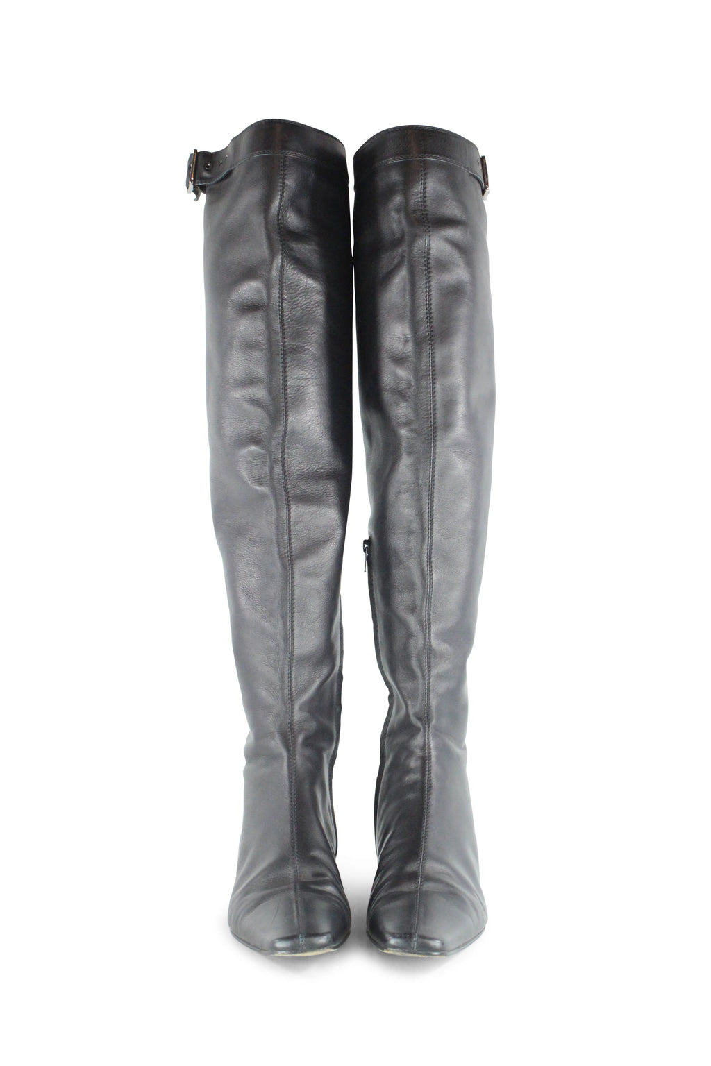 Black knee high pointed boots FW2001