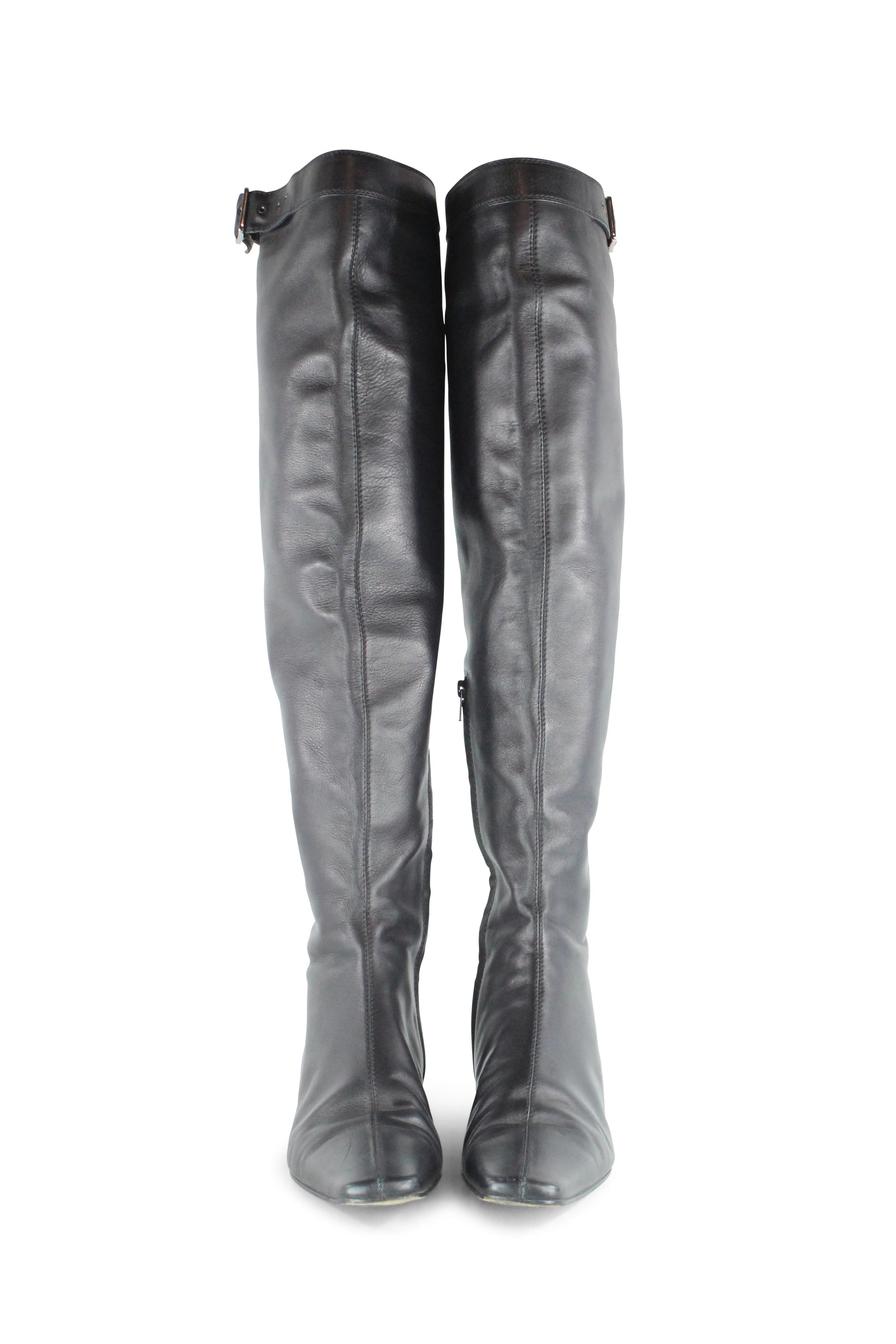 Black knee high pointed boots FW2001
