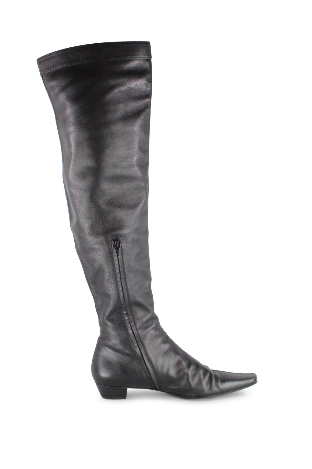 Black knee high pointed boots FW2001