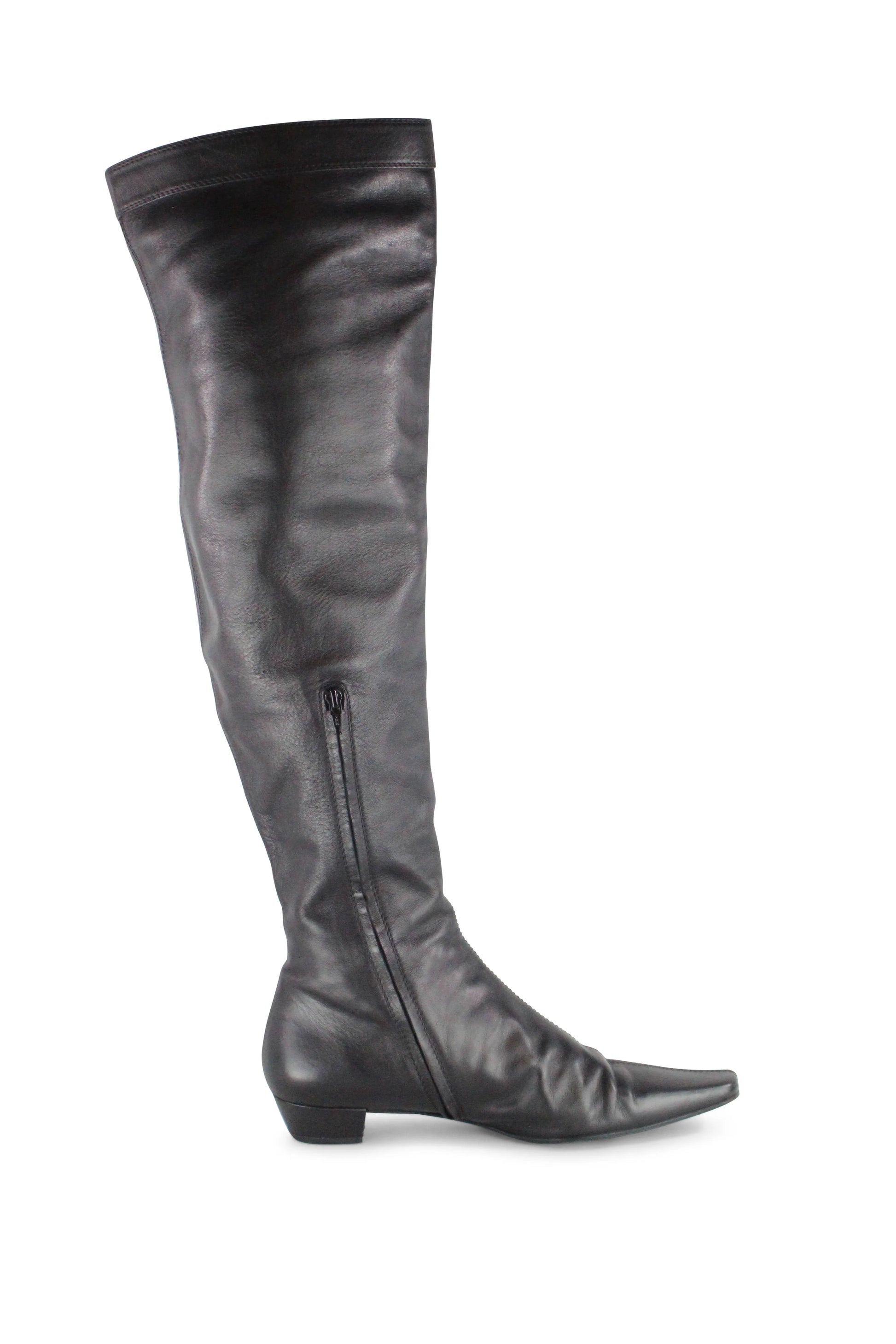Black knee high pointed boots FW2001