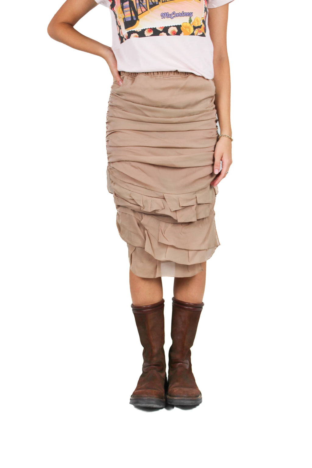 Pink Pencil Skirt with Ruched Body SS2004