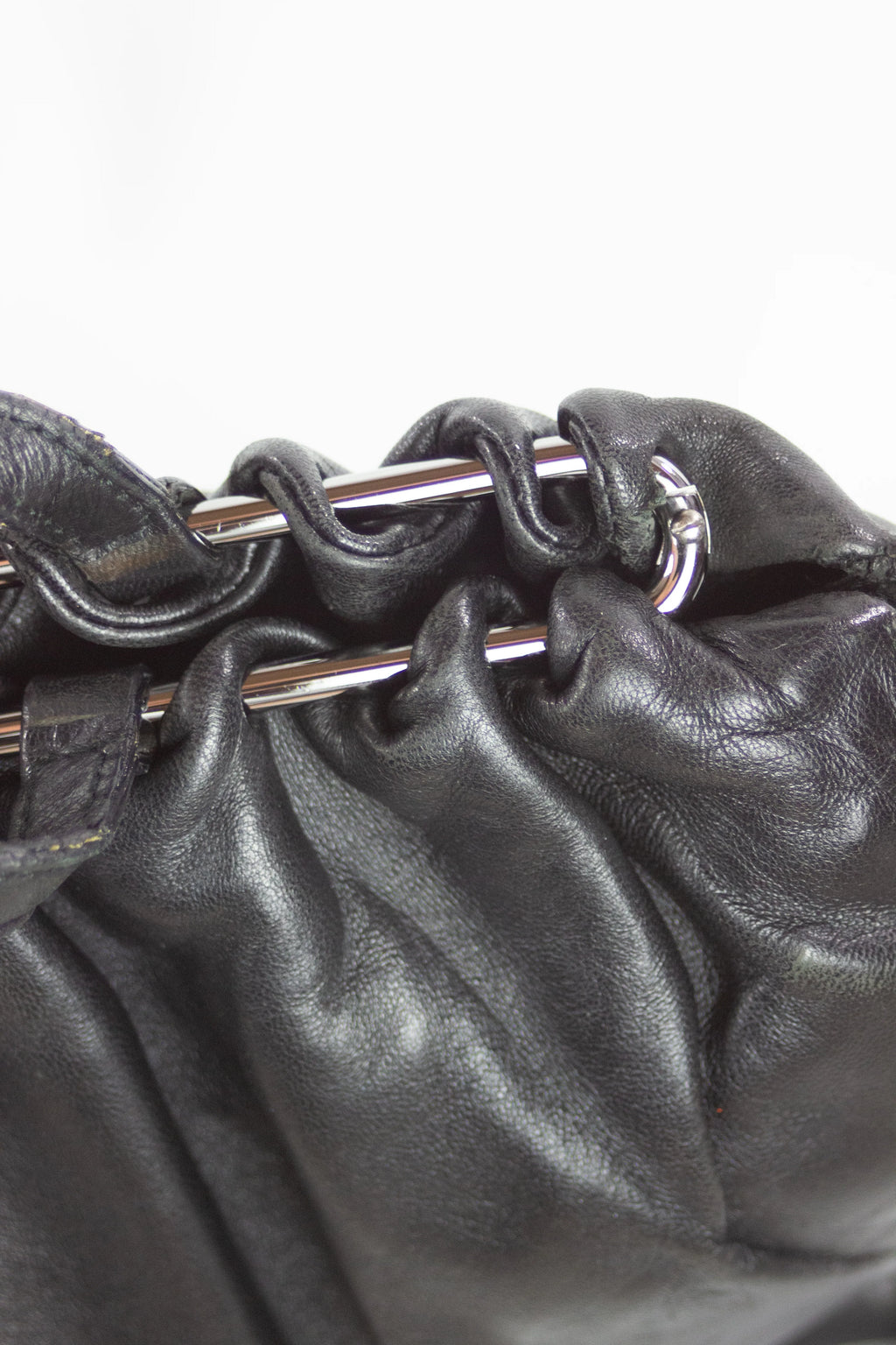 Ruffled leather shoulder bag