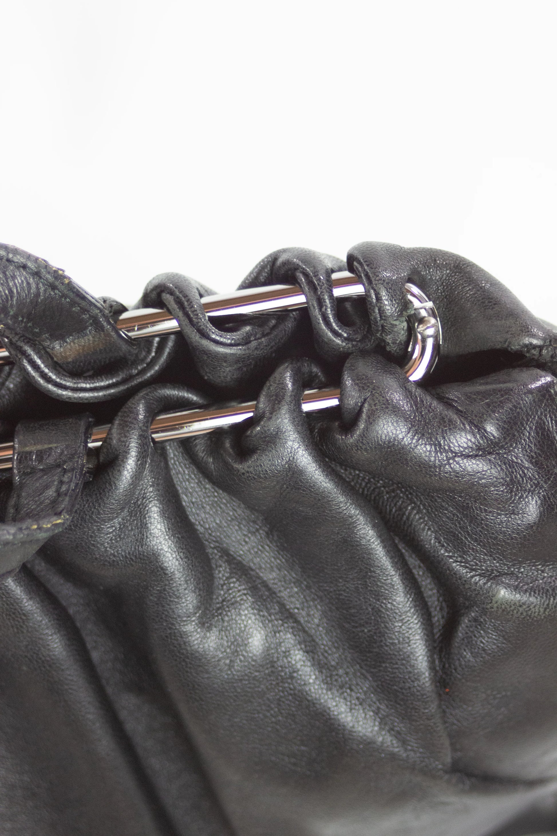Ruffled leather shoulder bag