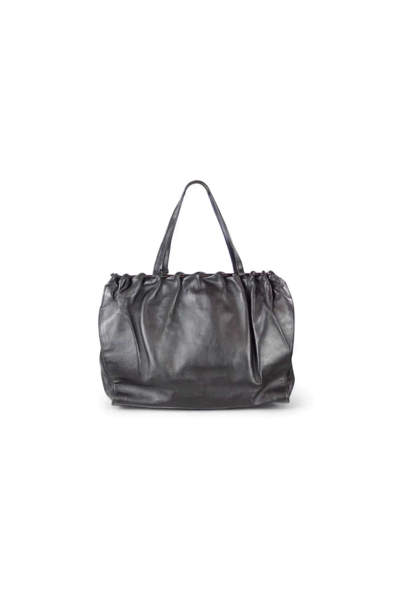 Ruffled leather shoulder bag