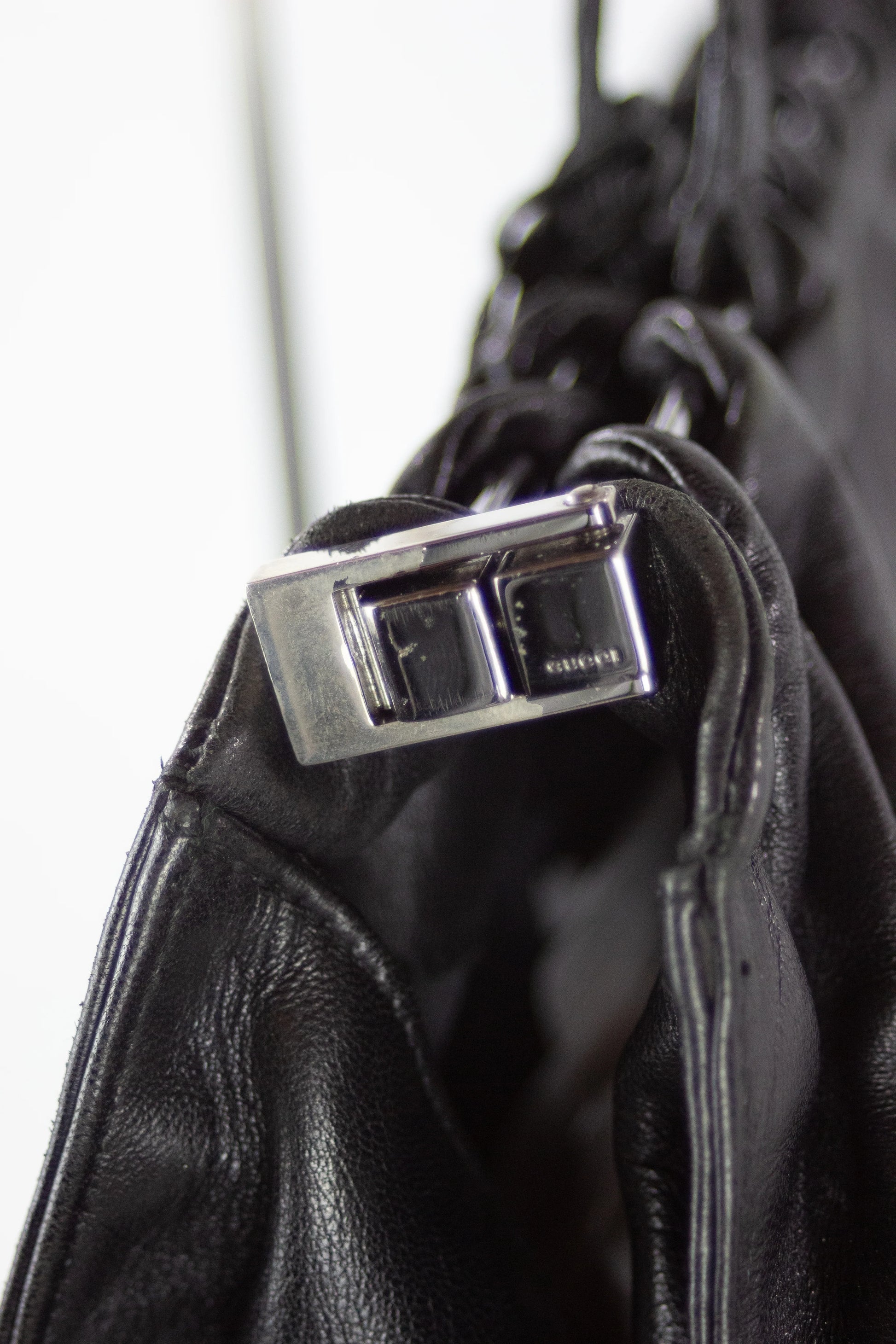 Ruffled leather shoulder bag