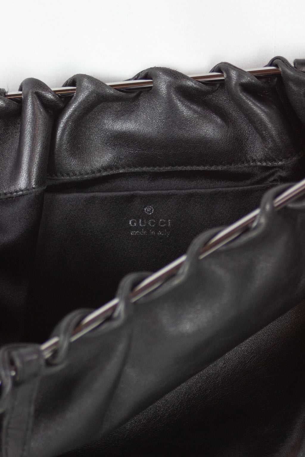 Ruffled leather shoulder bag