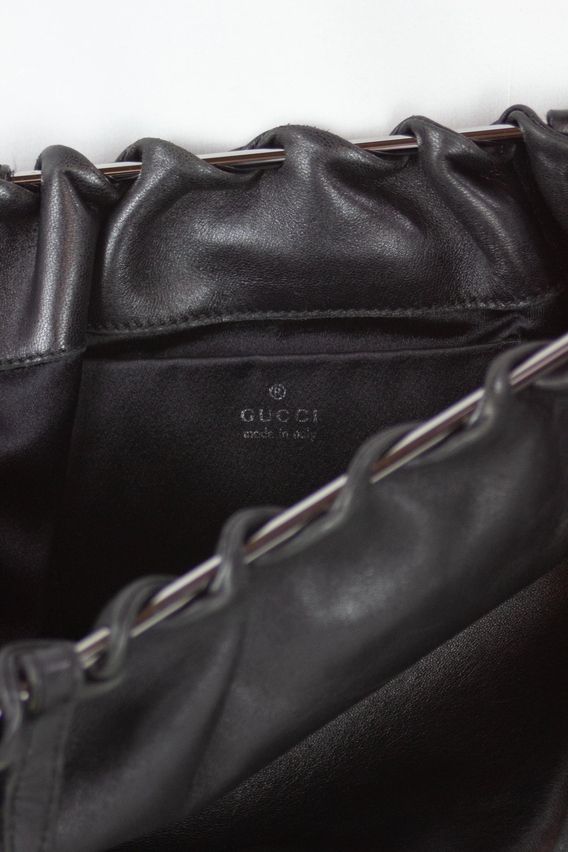 Ruffled leather shoulder bag