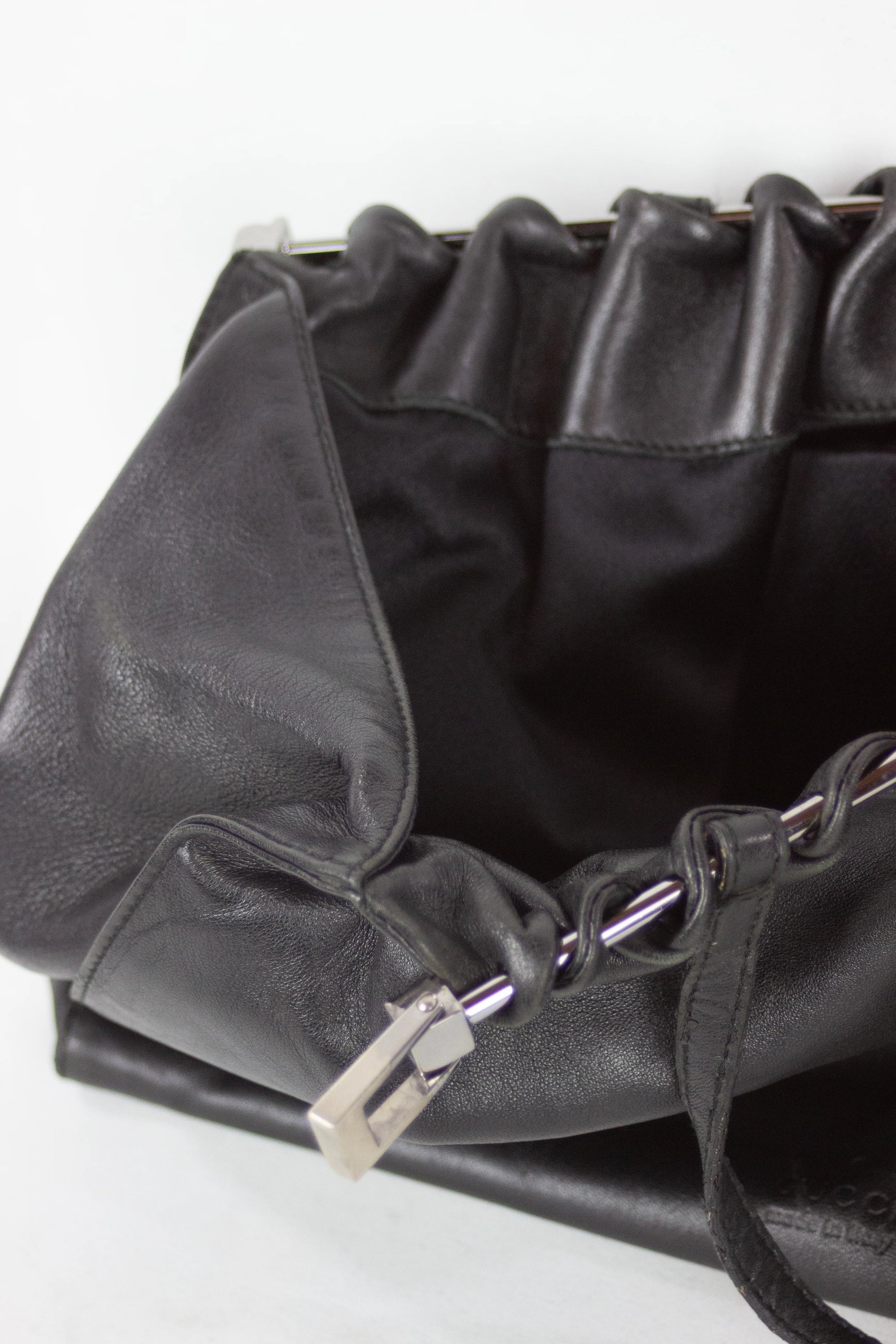 Ruffled leather shoulder bag