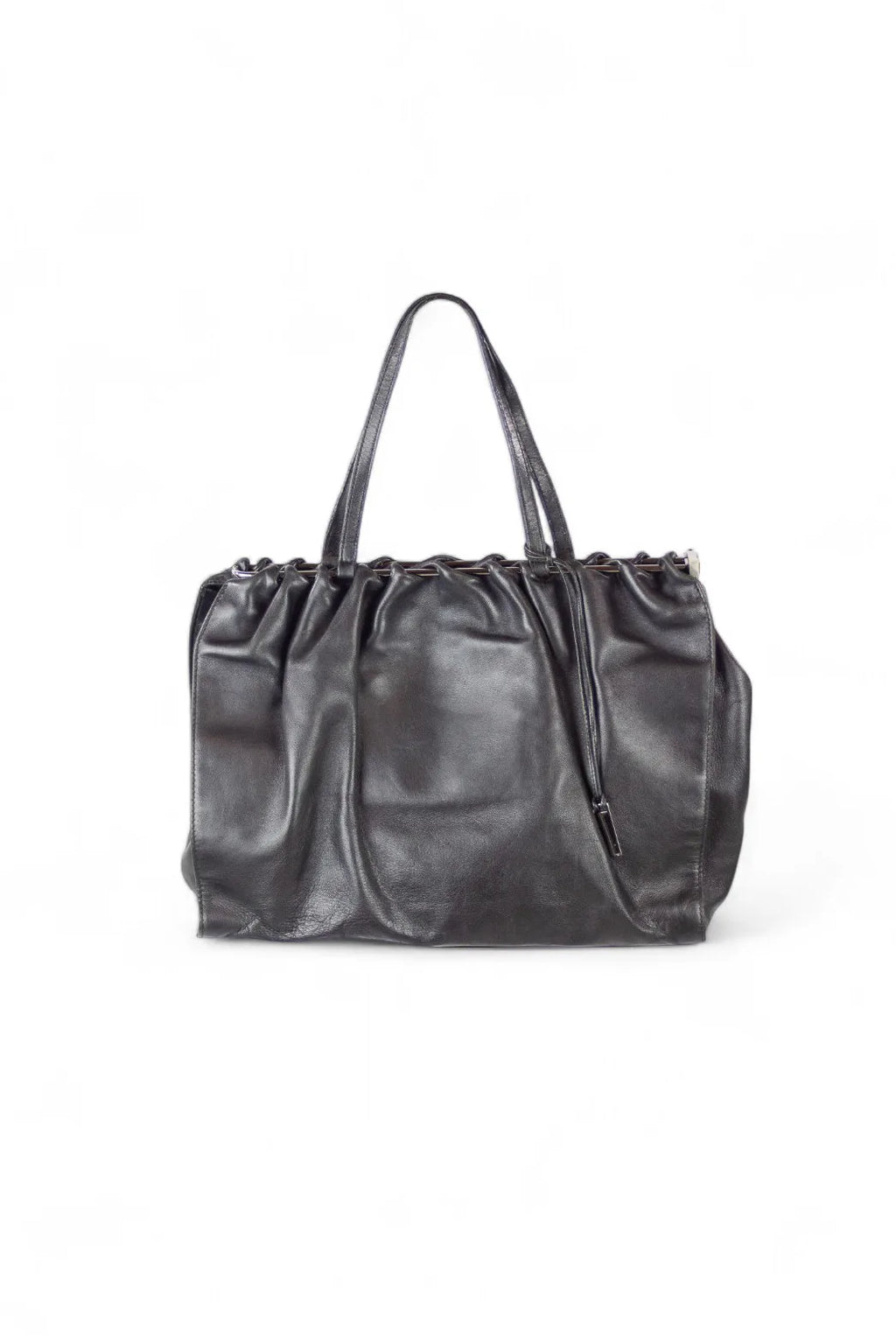 Ruffled leather shoulder bag