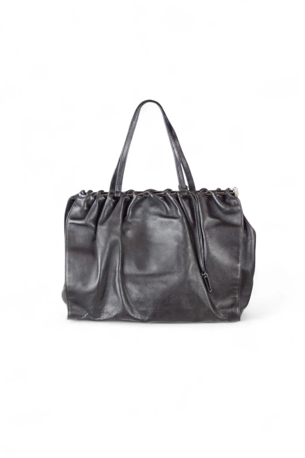 Ruffled leather shoulder bag