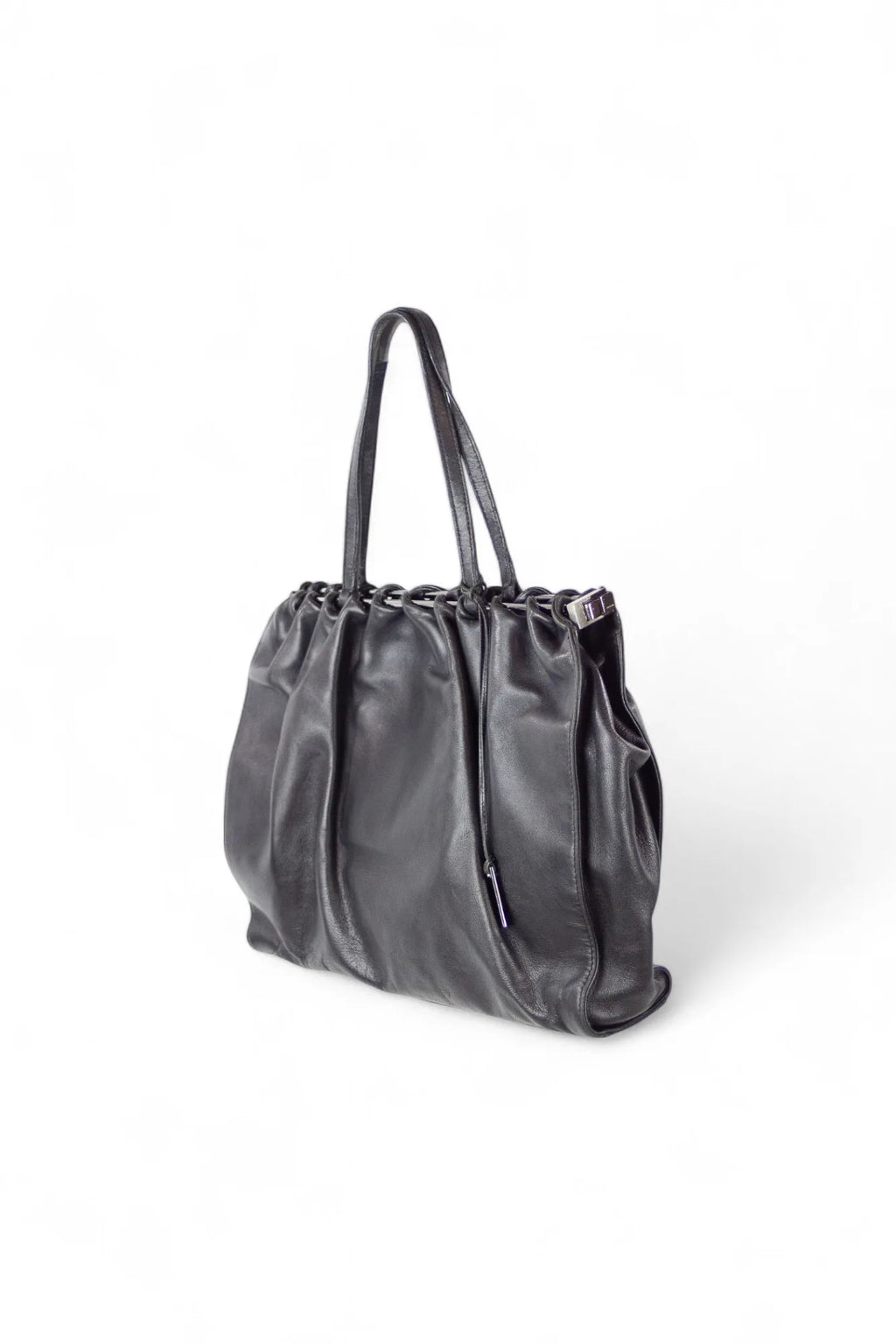 Ruffled leather shoulder bag