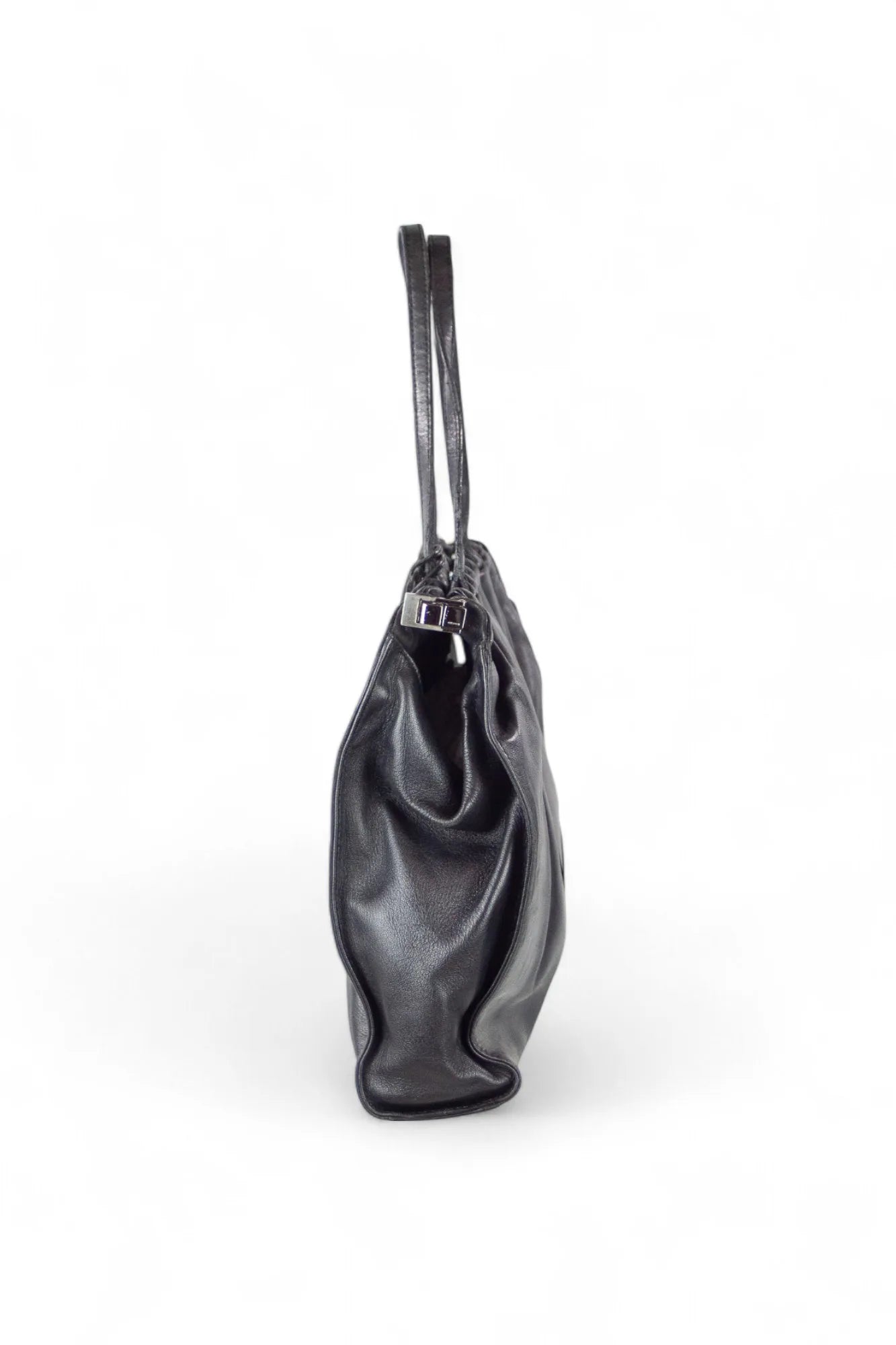Ruffled leather shoulder bag