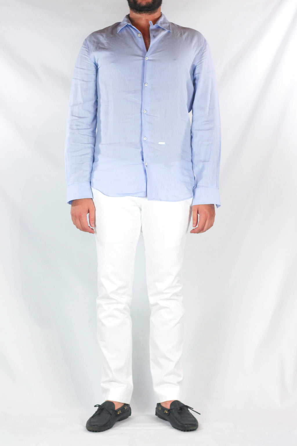White Cotton Slim Trousers