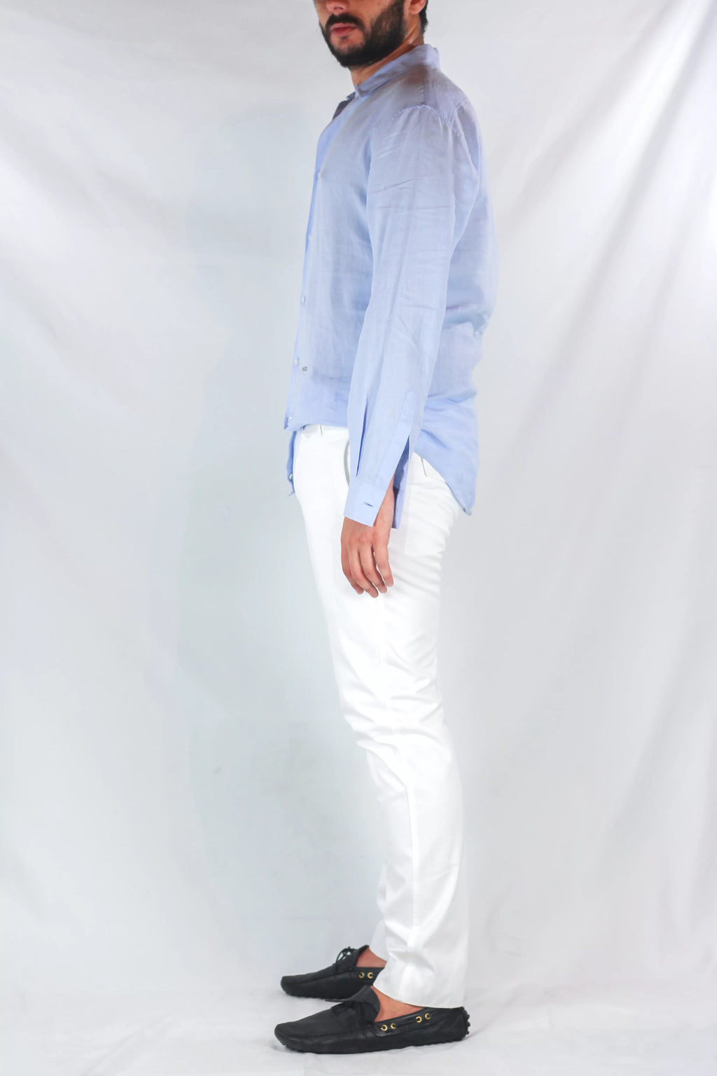 White Cotton Slim Trousers