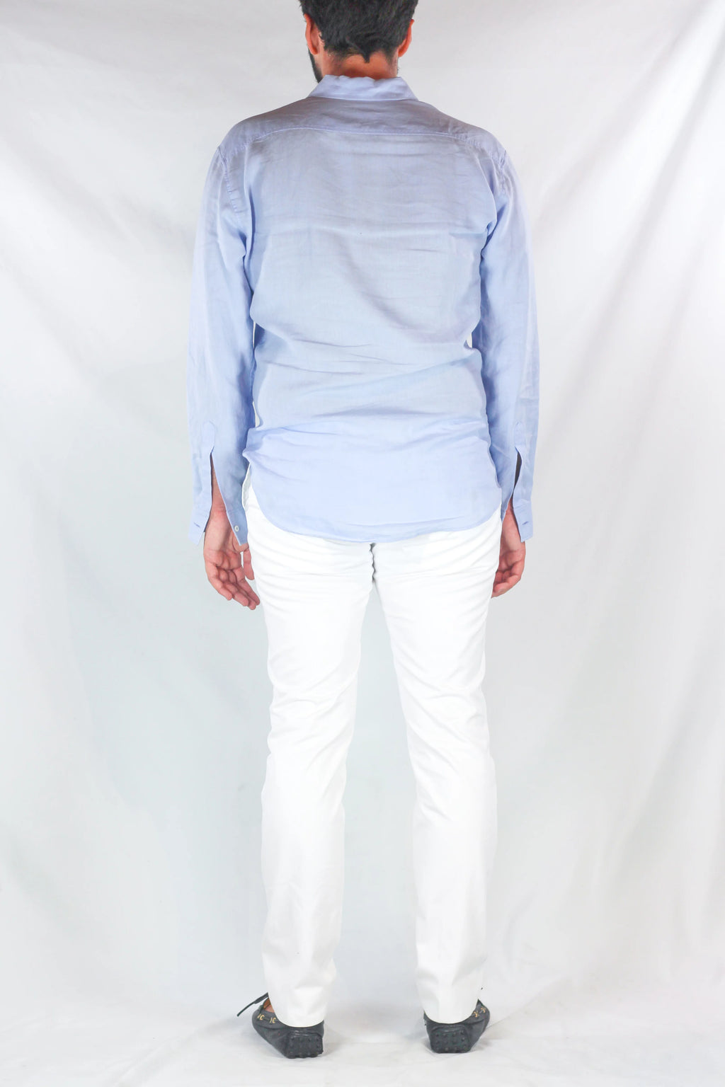 White Cotton Slim Trousers