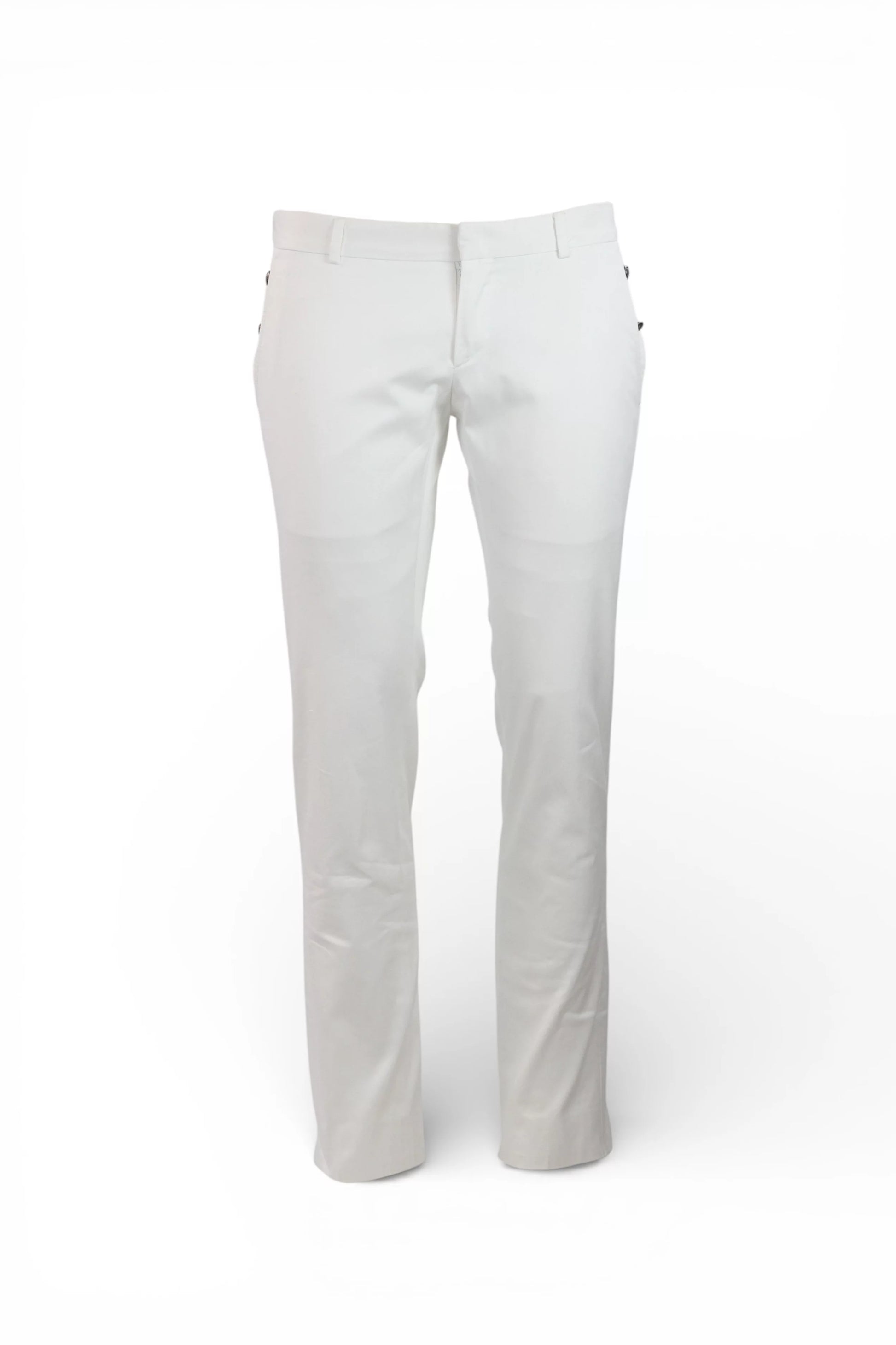 White Cotton Slim Trousers