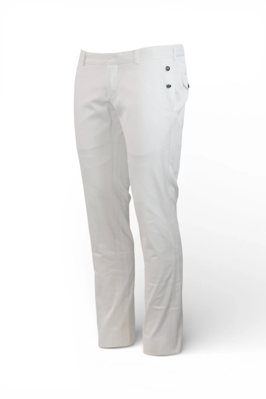 White Cotton Slim Trousers