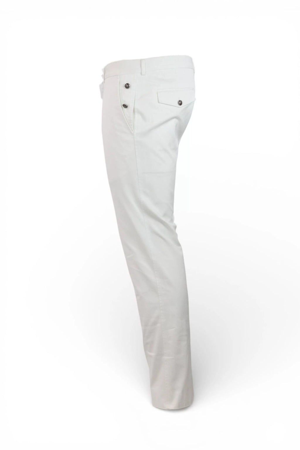 White Cotton Slim Trousers
