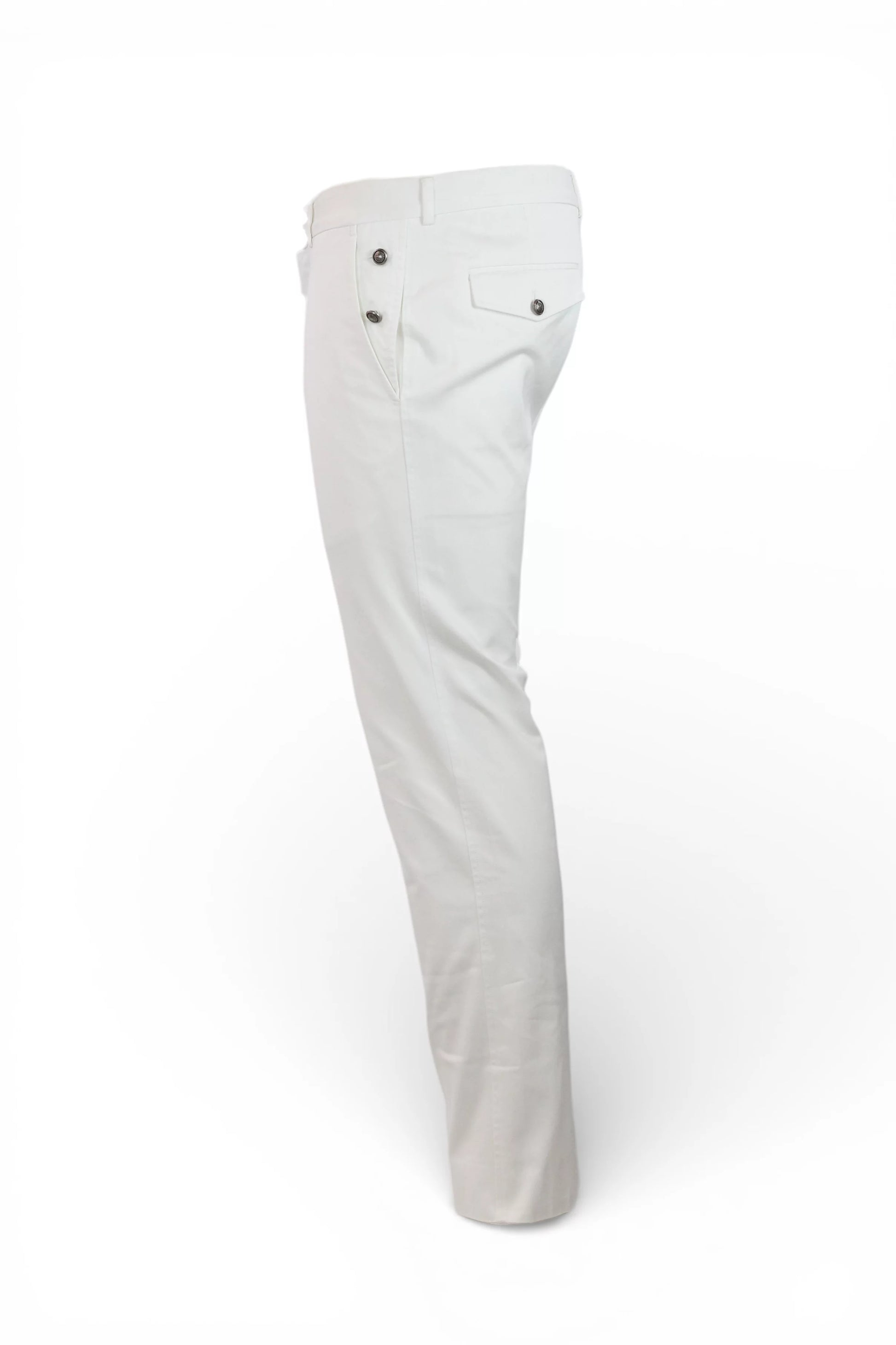 White Cotton Slim Trousers