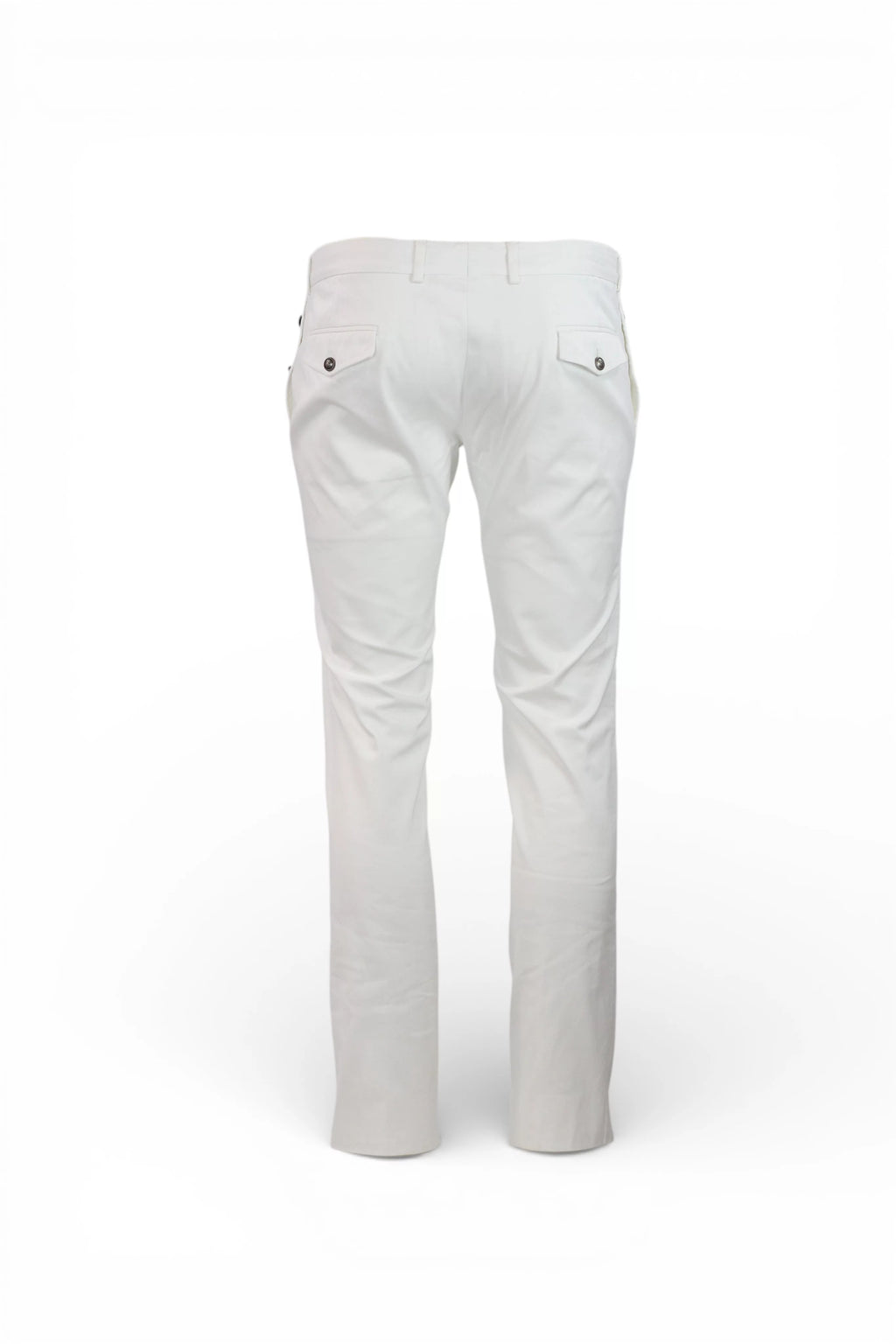 White Cotton Slim Trousers