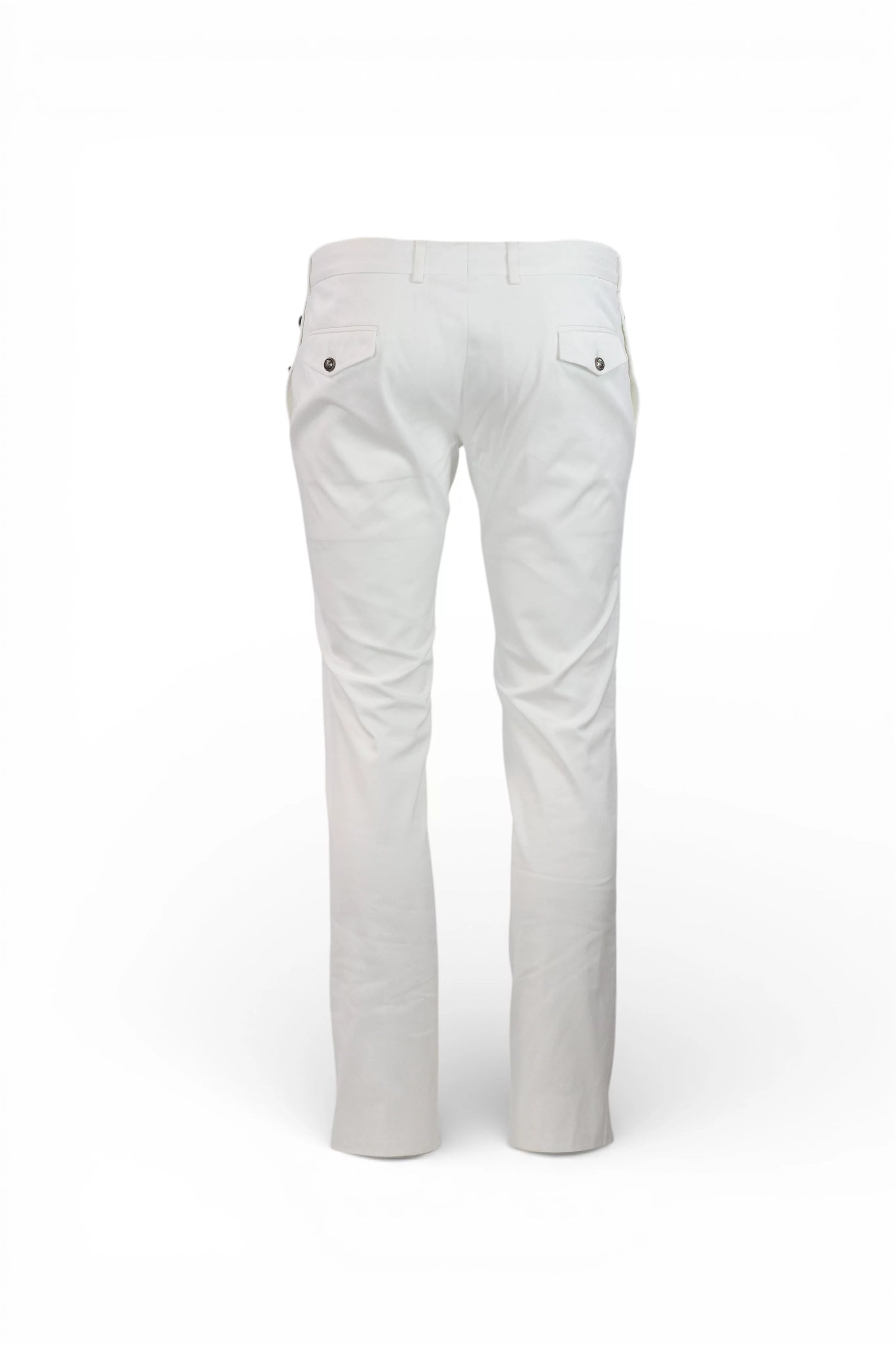 White Cotton Slim Trousers