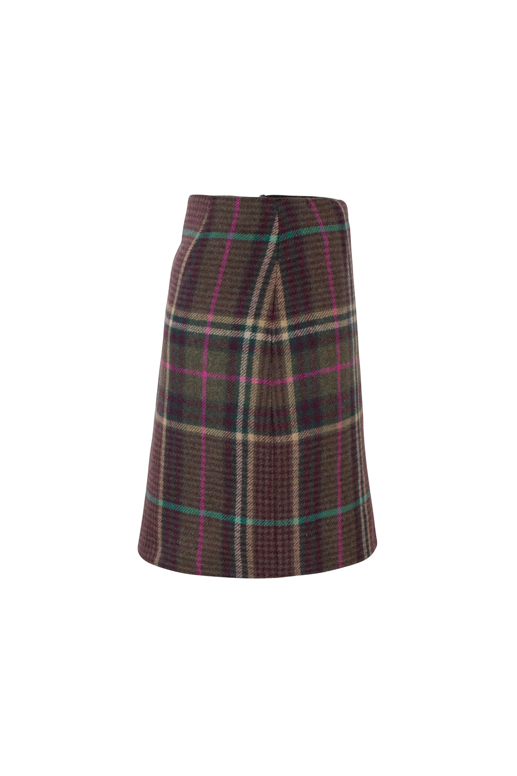 Wool Check Mini Skirt with Wrap Design