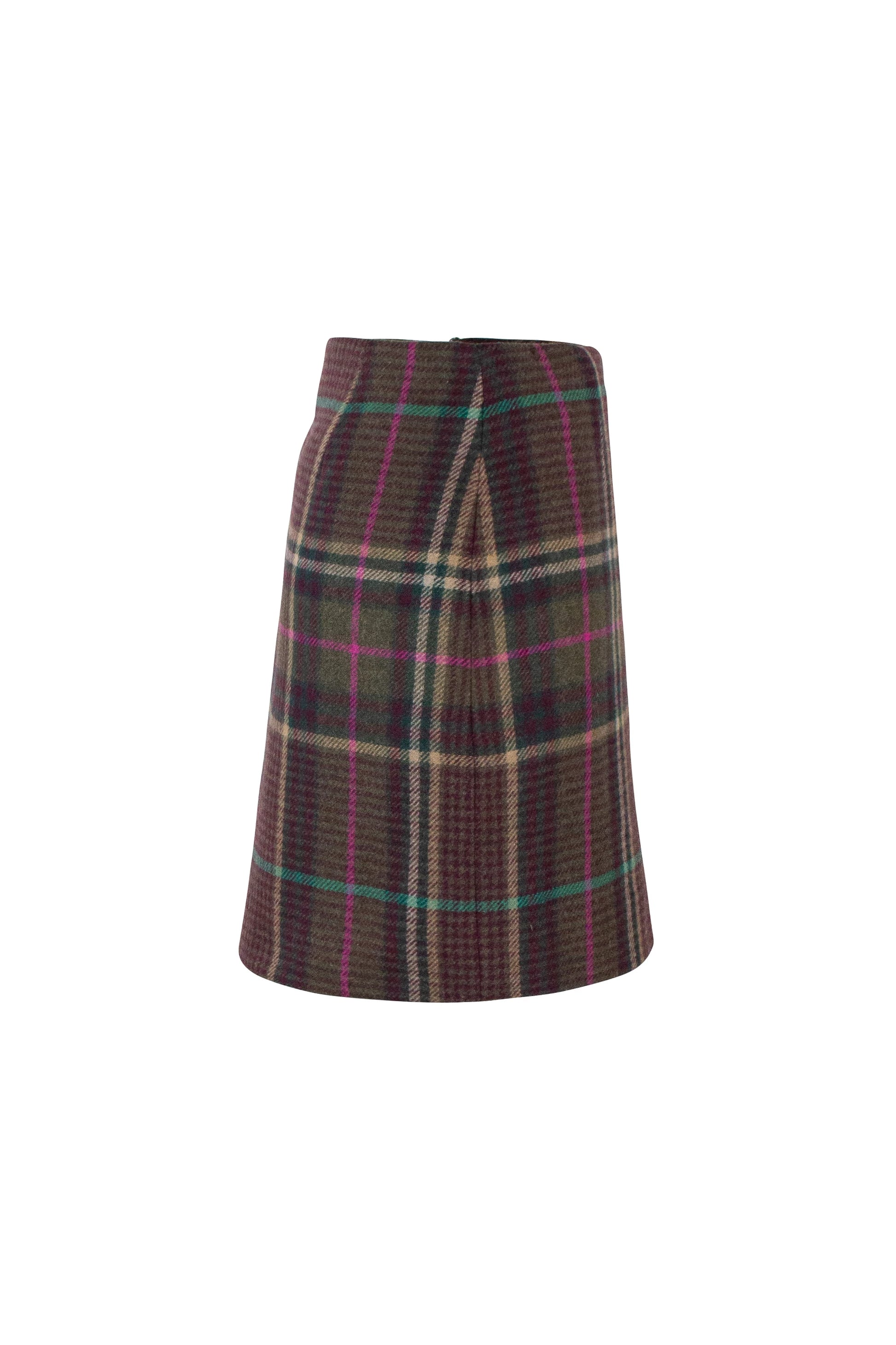 Wool Check Mini Skirt with Wrap Design
