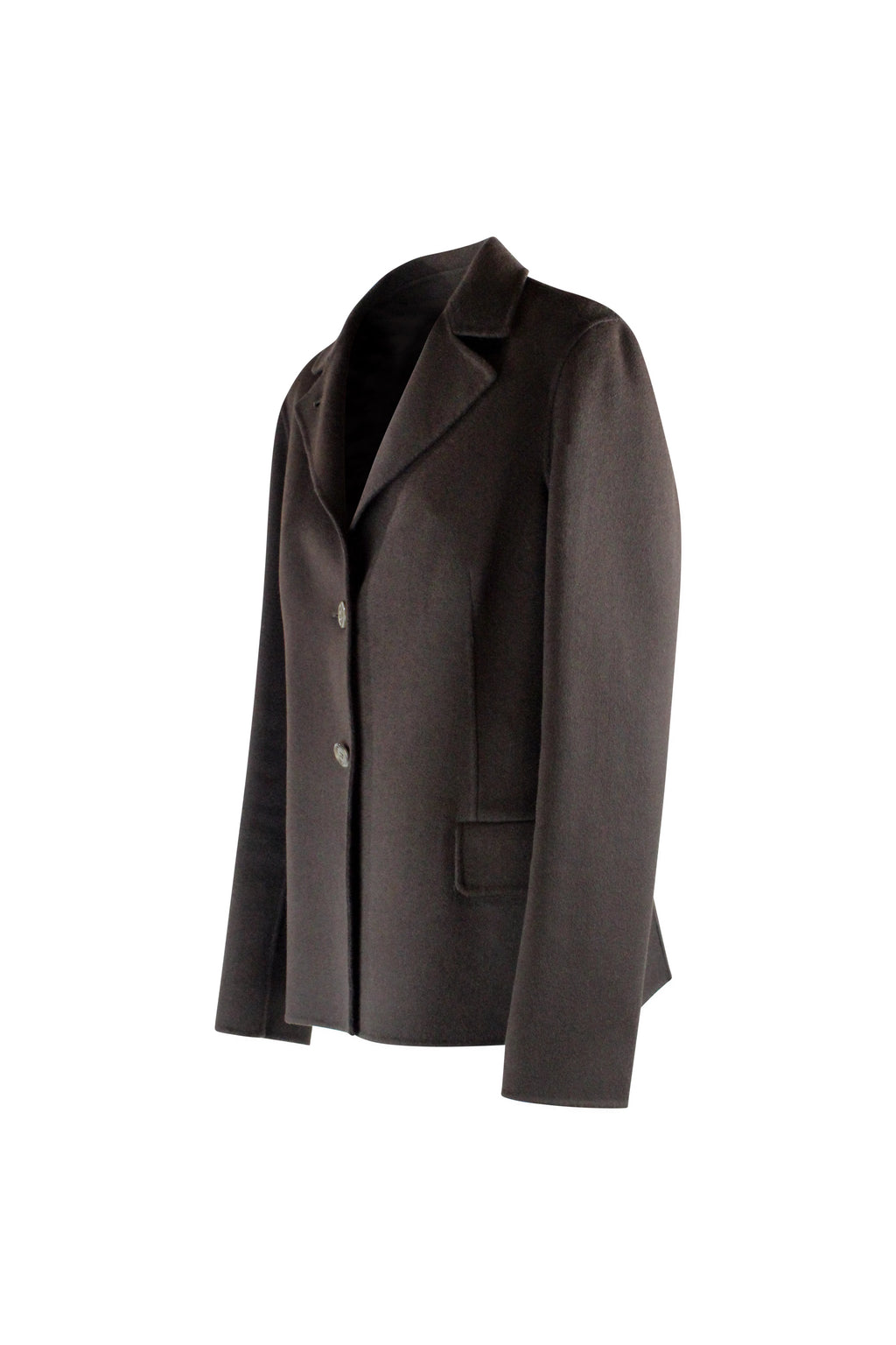 Wool and Cashmere Short Coat in Dark Brown