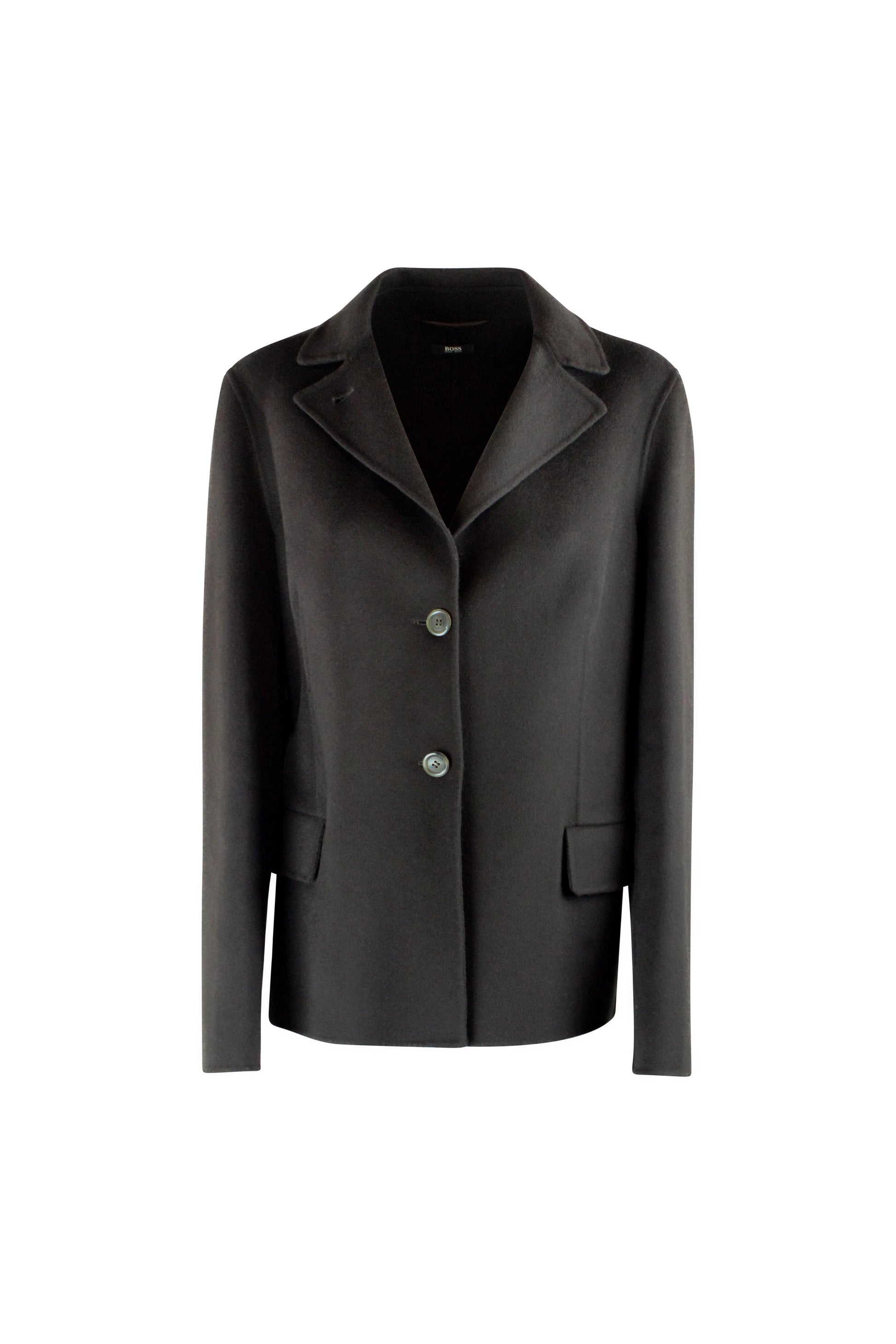 Wool and Cashmere Short Coat in Dark Brown