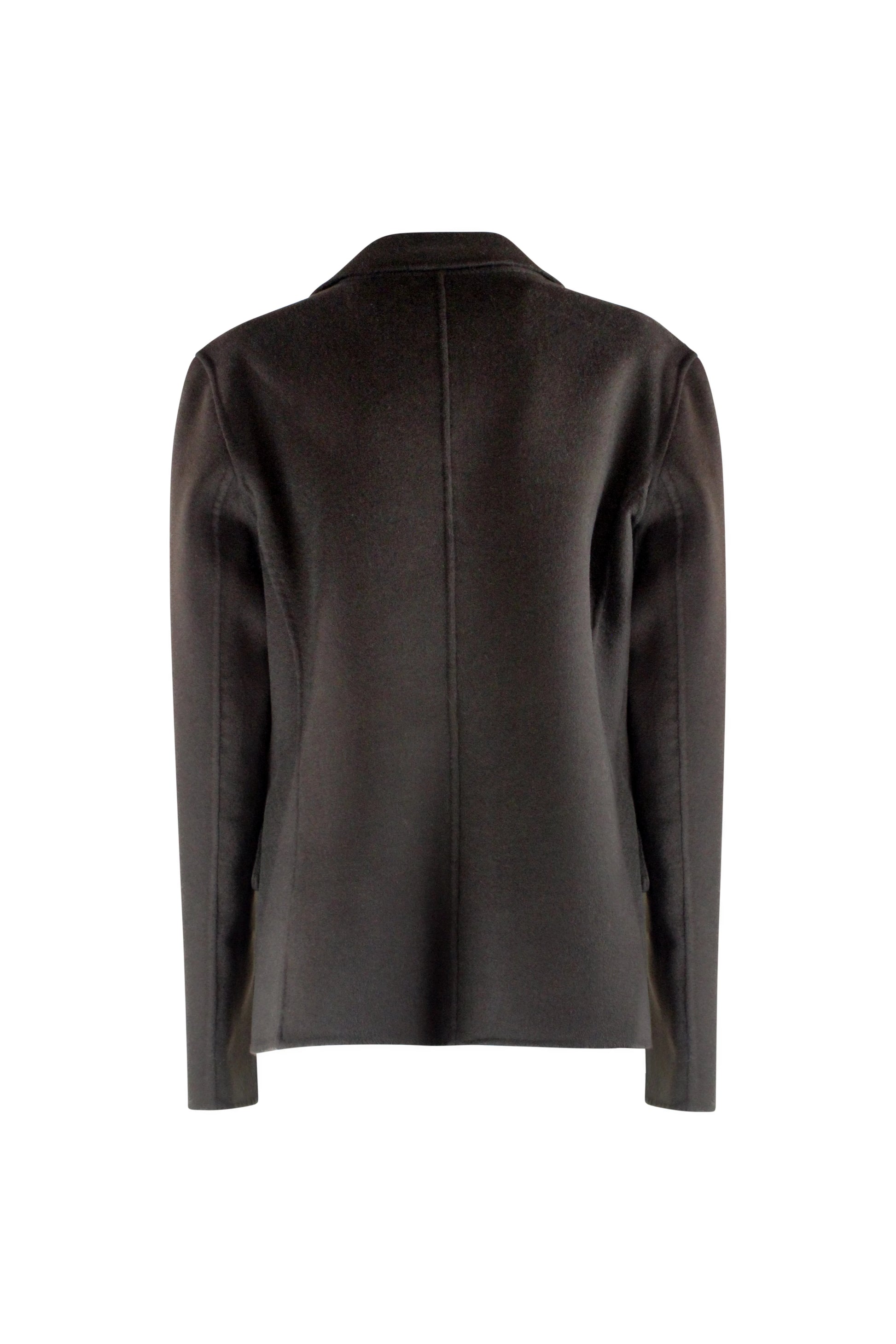 Wool and Cashmere Short Coat in Dark Brown