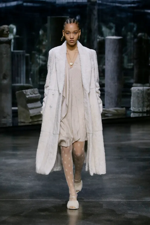 First sandals in cream shearling FW2021