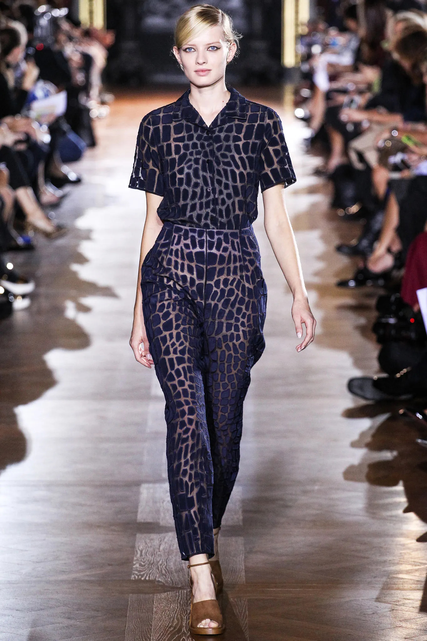 Blue Embroidered Short-Sleeve Shirt SS2014
