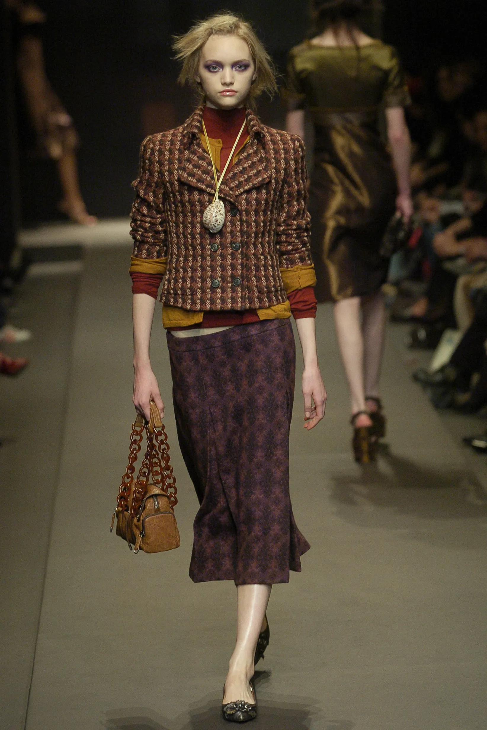 Fuchsia and Purple Tweed Cropped Jacket FW2004