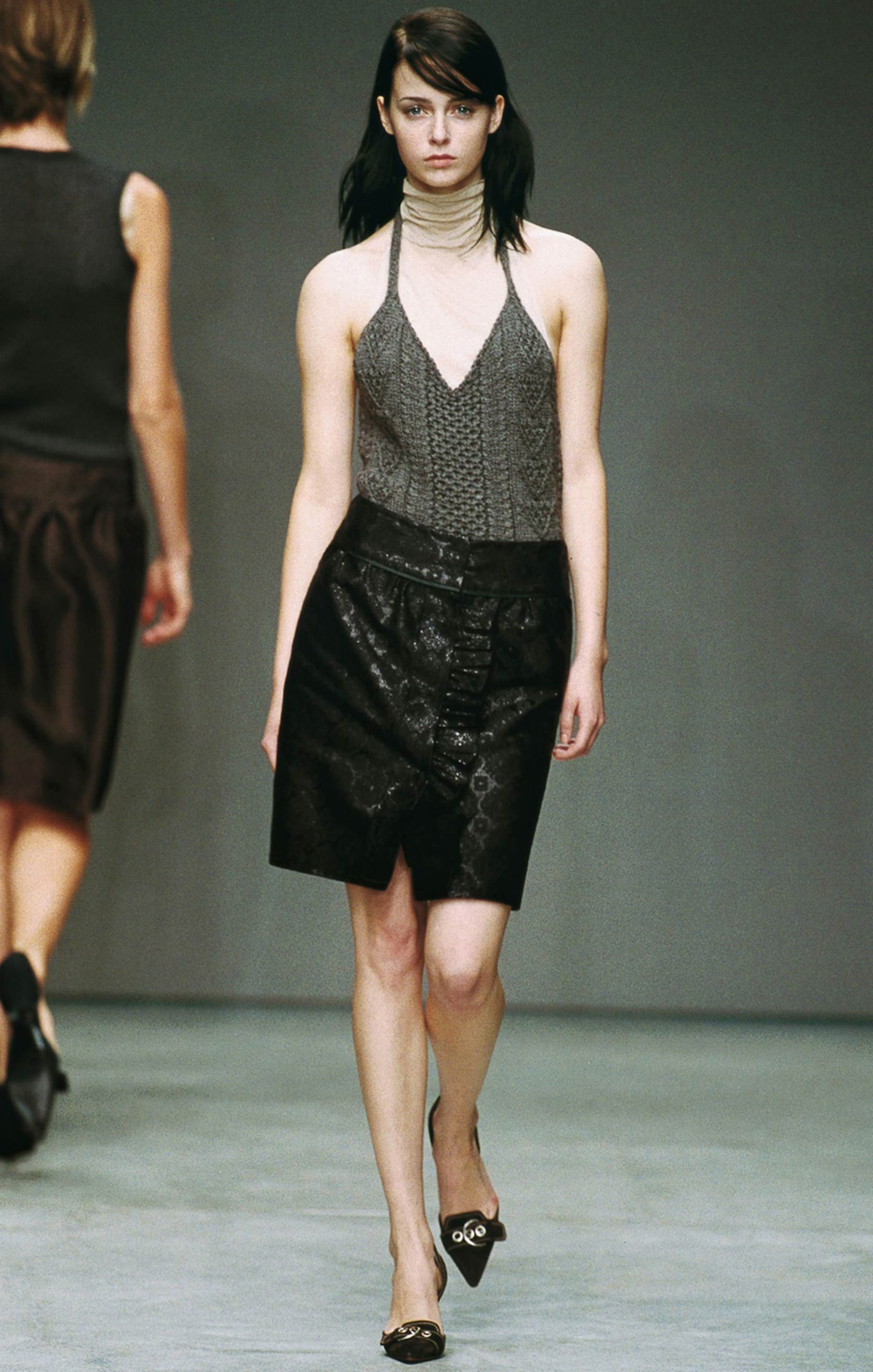 Archival black lurex belted skirt SS2002