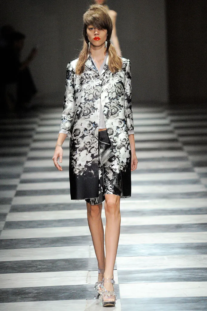 Black and White Floral Silk Coat SS2010