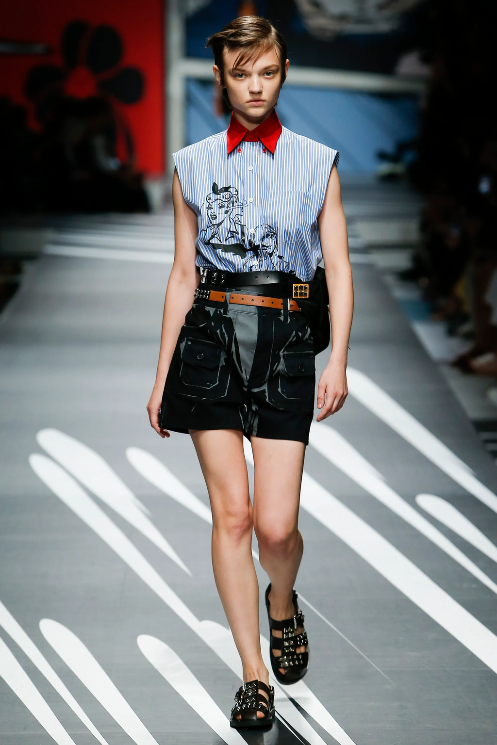 Black Shorts with Grey Print SS2018