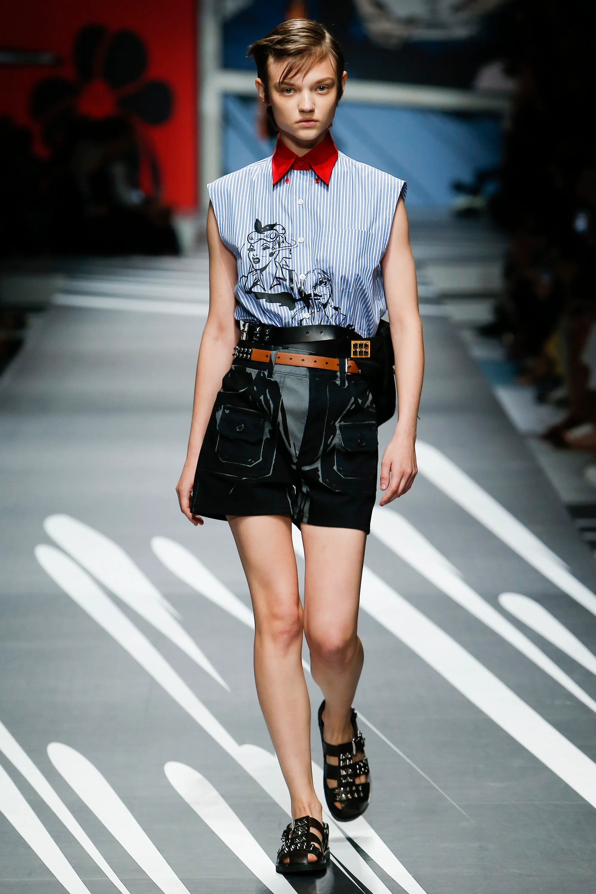 Black Shorts with Grey Print SS2018