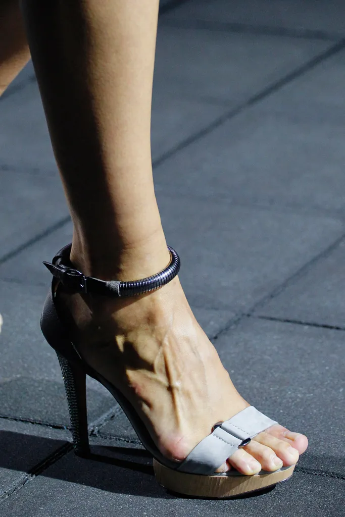 Leather Platform Sandals with Ankle Bracelet Strap