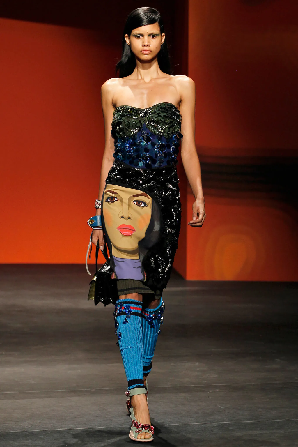 Red Suede Flat Sandals with Maxi Crystal Decoration SS2014