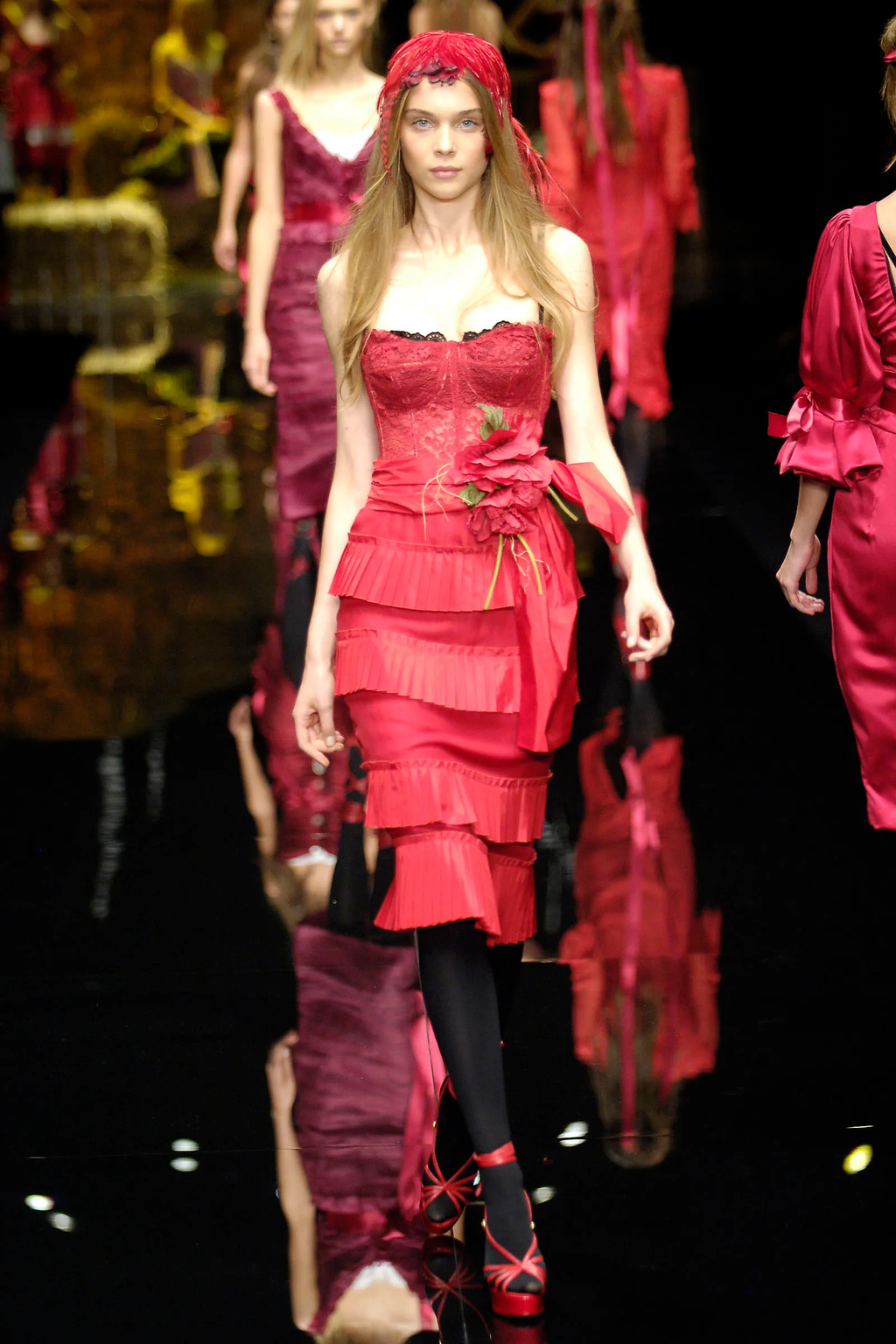 White Patent Platform Heels with Red Details SS2006