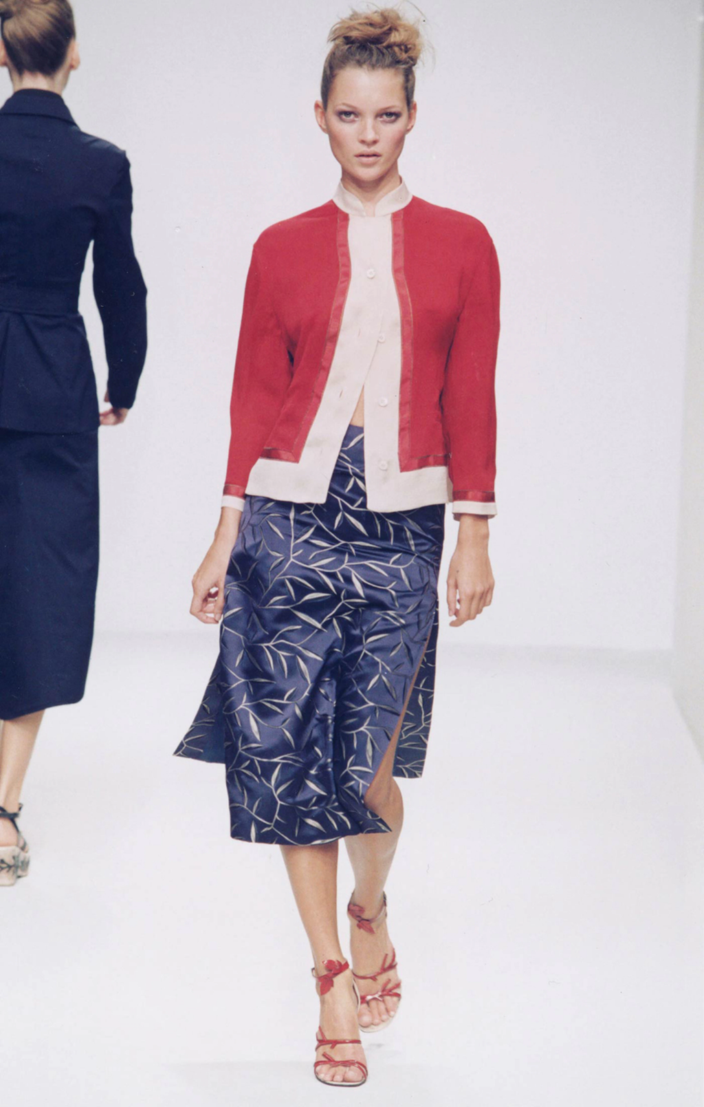 Cream Leather Sandals with Red Vine Decor SS1997