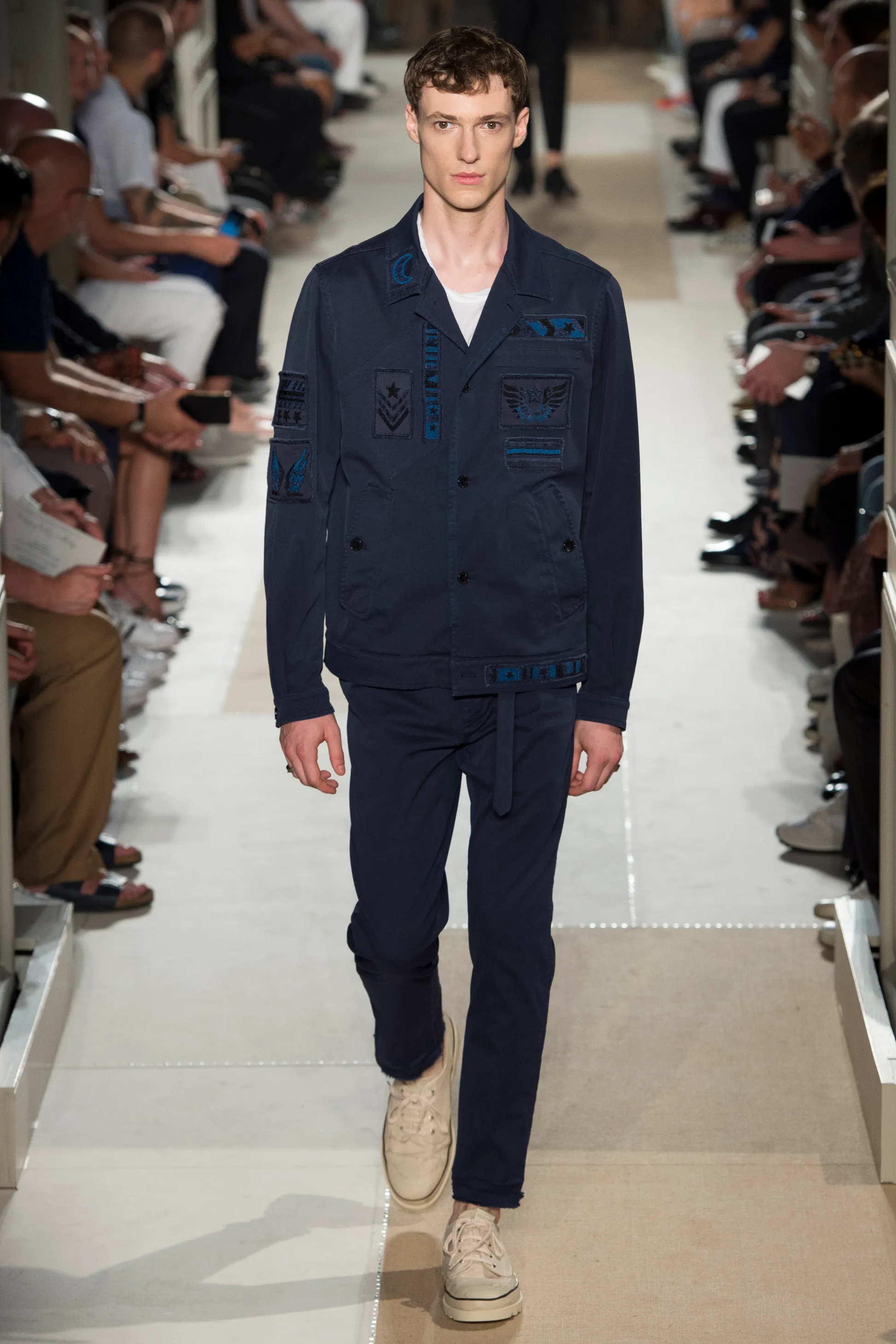 Blue Denim Trousers with Distressed Hem SS2017