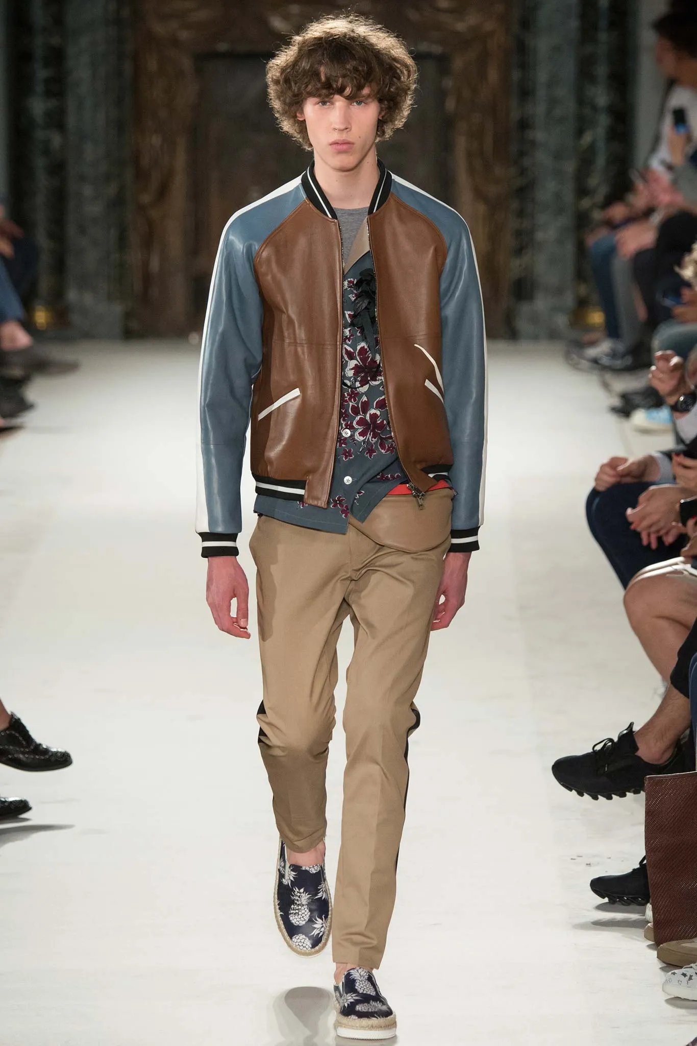 Beige Tapered Trousers with Blue Side Band SS2016